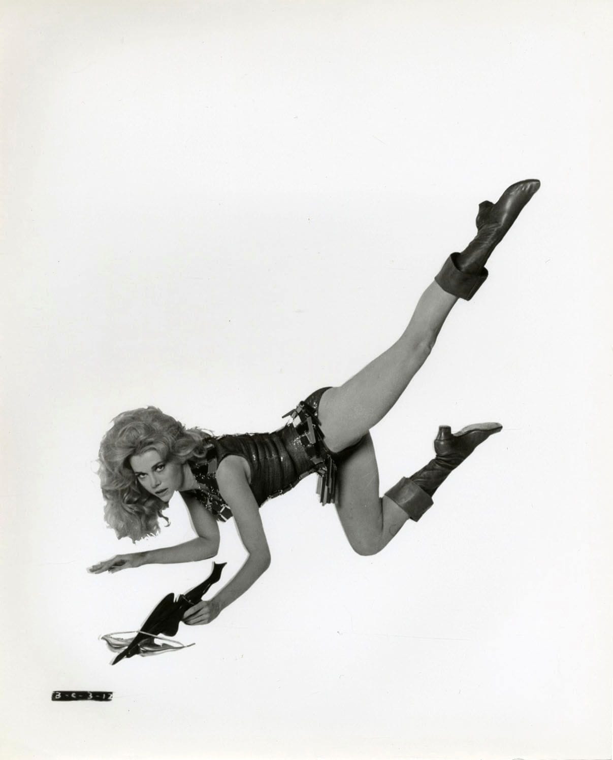 David Hurn (1934)  
Jane Fonda wearing costumes designed by Paco Rabanne in Roger Vadim's Barbarella, 1968.
Three vintage silver prints.
Medium format: 20.5 x 25.5 cm