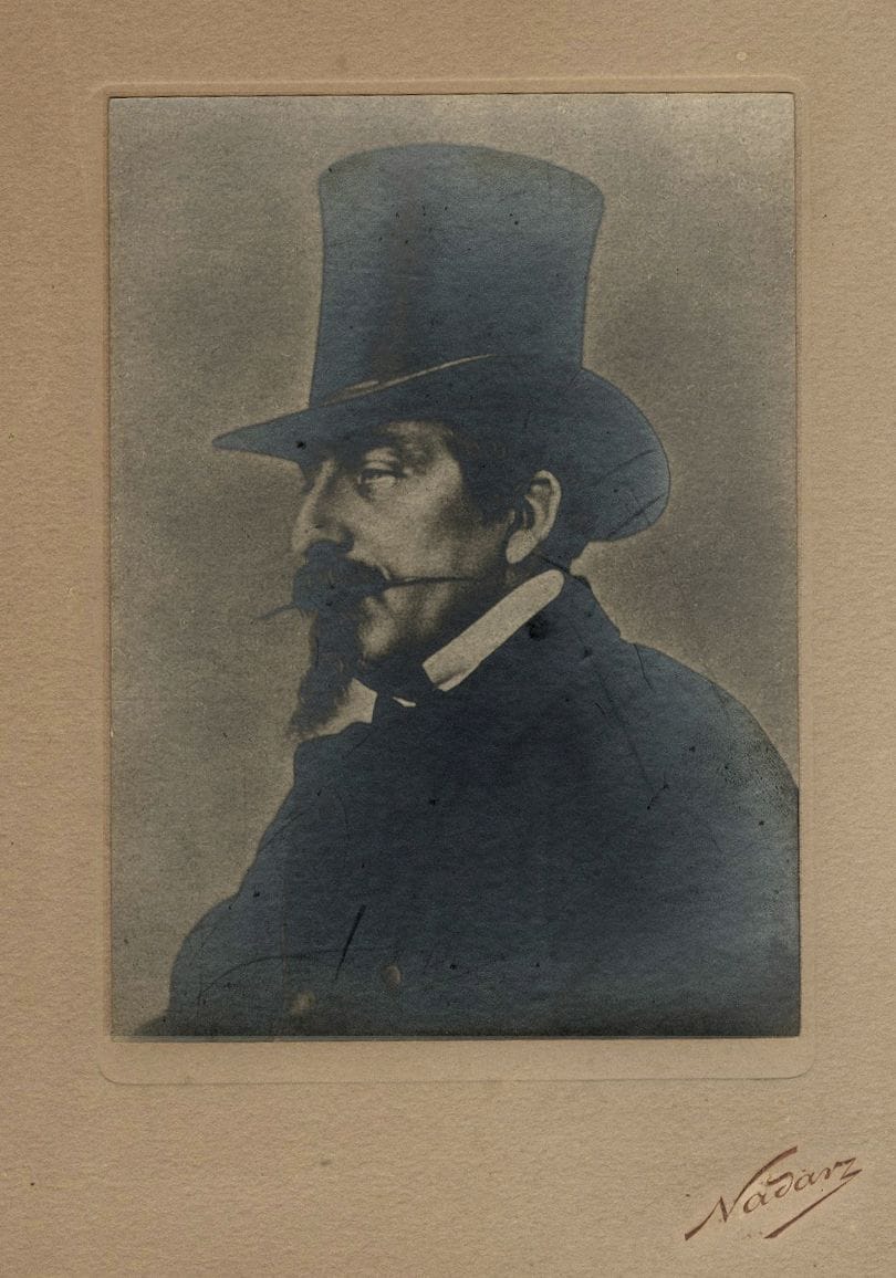 Félix Tournachon, dit Nadar (1820-1910)
Napoléon III, c. 1855.
Épreuve argentique (tirée vers 1900 par Paul Nadar) sur carton du studio.
14,3 x 10,5 cm