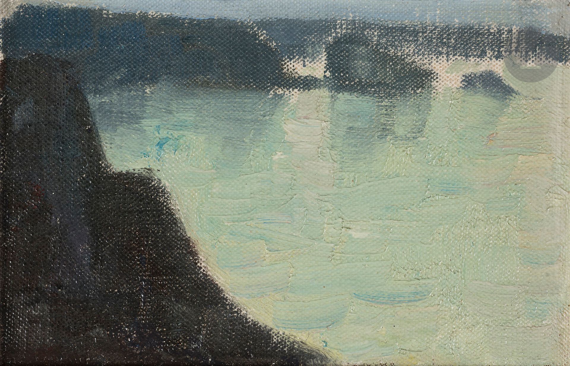 Henri BOUVET (1859-1945)
Rochers de la côte sauvage
Huile sur toile contrecollée sur carton.
Non signée.
9.5 x 15.5 cm
Provenance : 
Vente Hommage à Bouvet, Kohn, 12 décembre 1995, n°333.