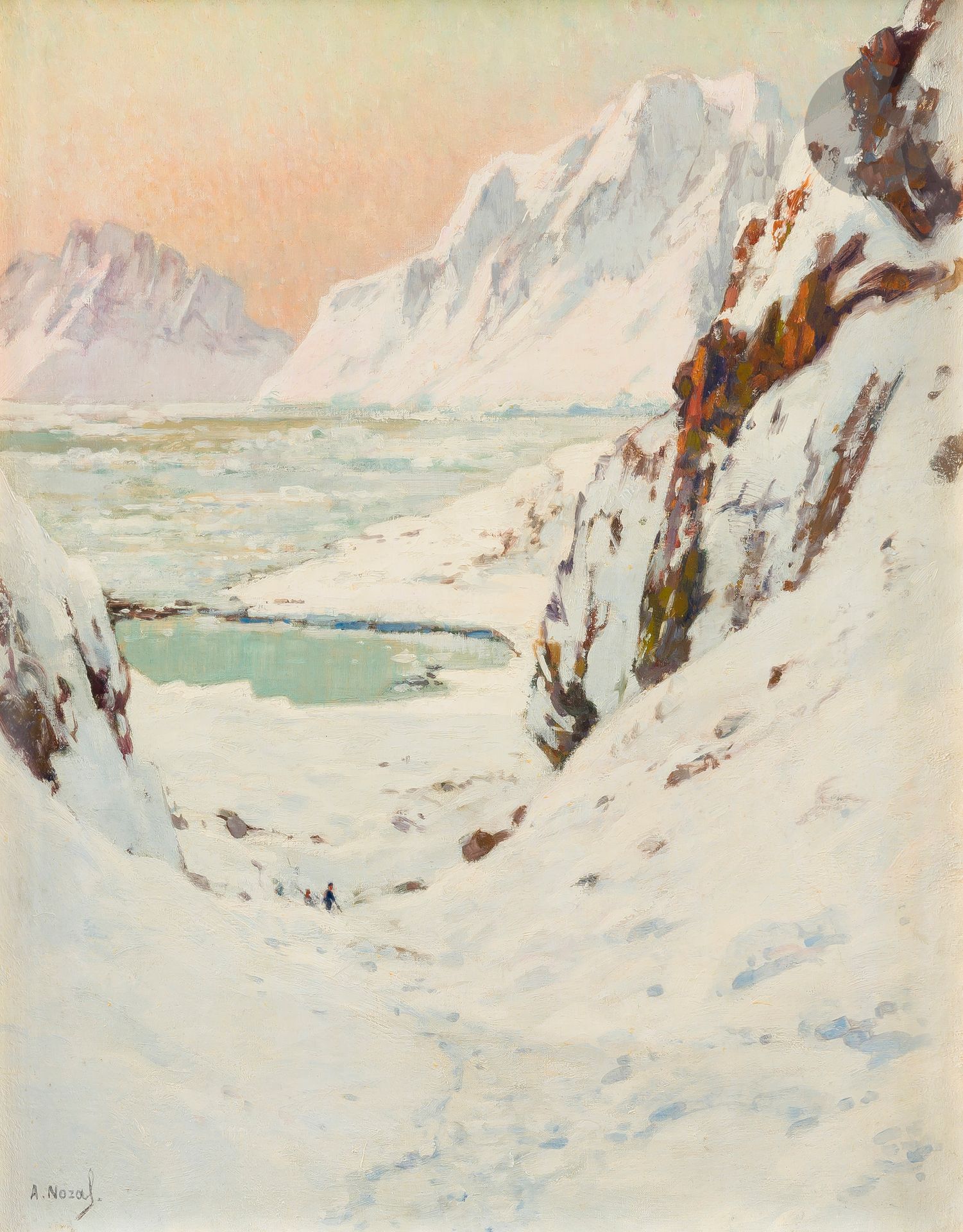 Alexandre NOZAL (1852-1929)
Snowy landscape
Oil on canvas.
Signed lower left.
46 x 38 cm