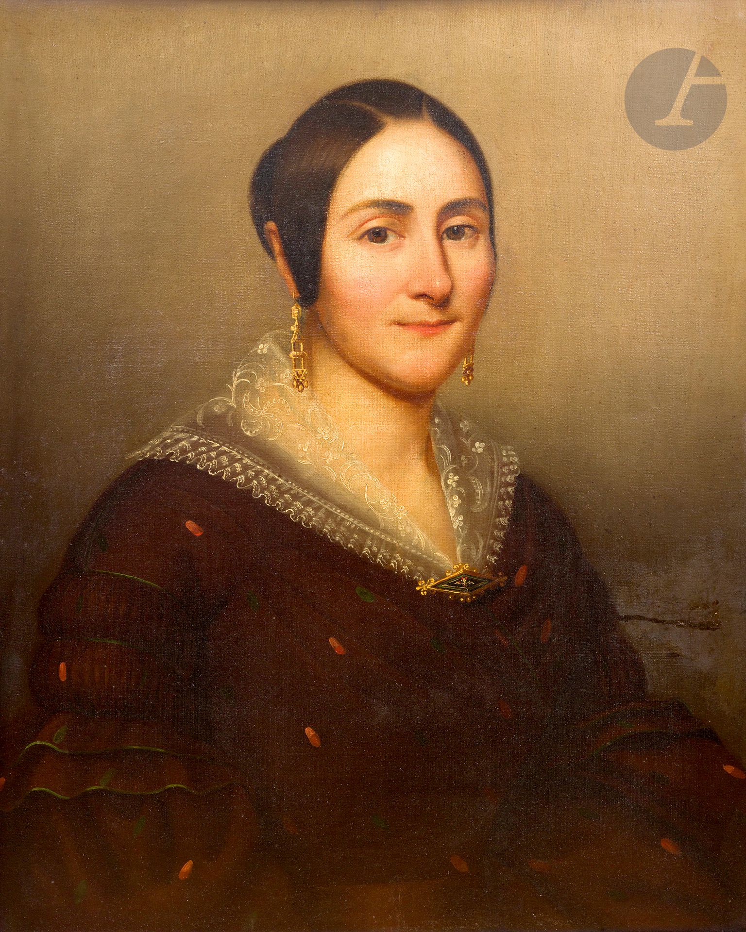 École FRANCAISE vers 1830
Portrait de femme
Toile
63,5 x 51 cm
cadre d'origine, d'époque Restauration

Provenance :
Collection Hector Brame, selon les propriétaires et une étiquette au revers