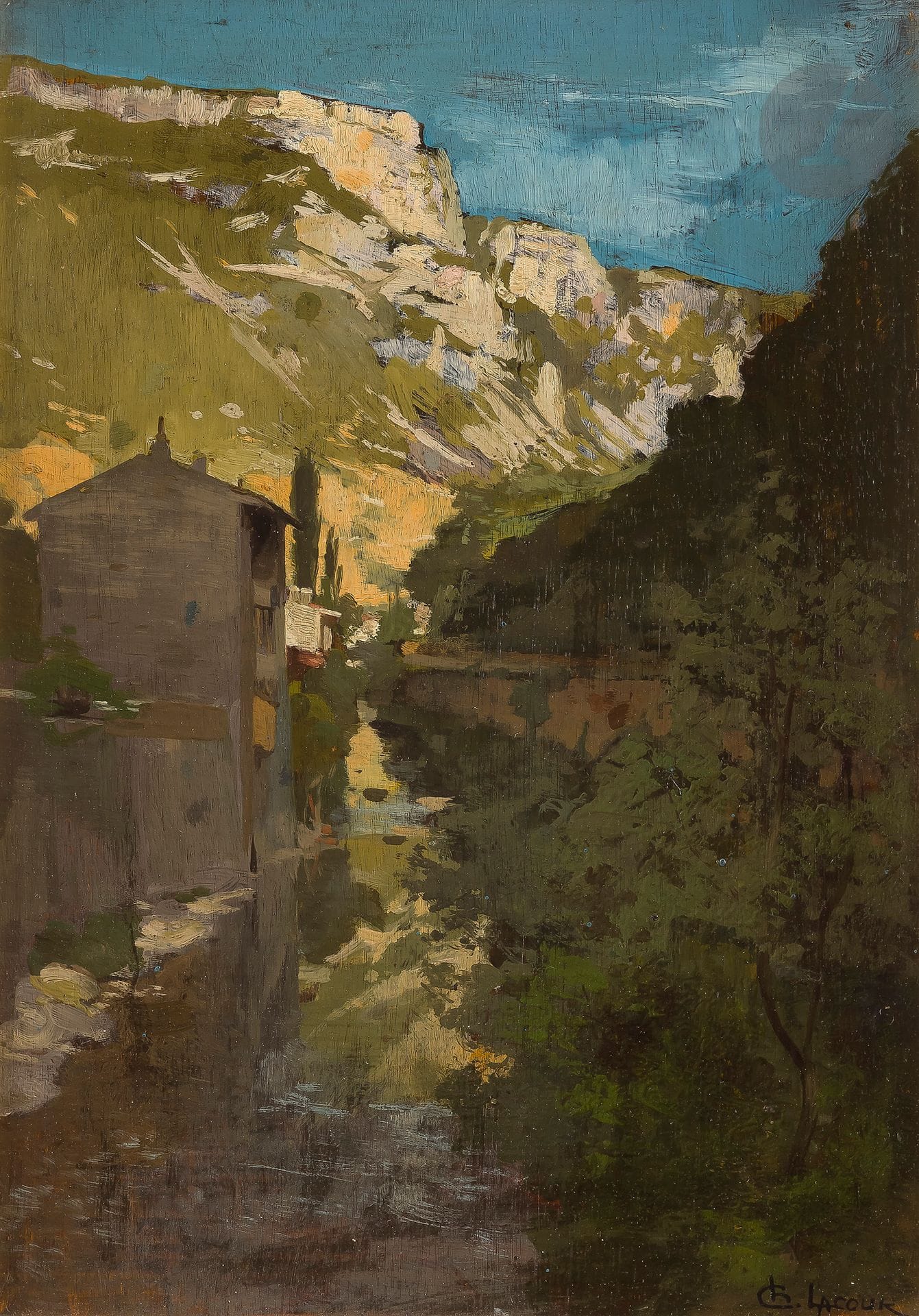 Charles LACOUR (1861-1941)
Mountain village
Oil on panel.
Signed lower right.
39 x 27 cm