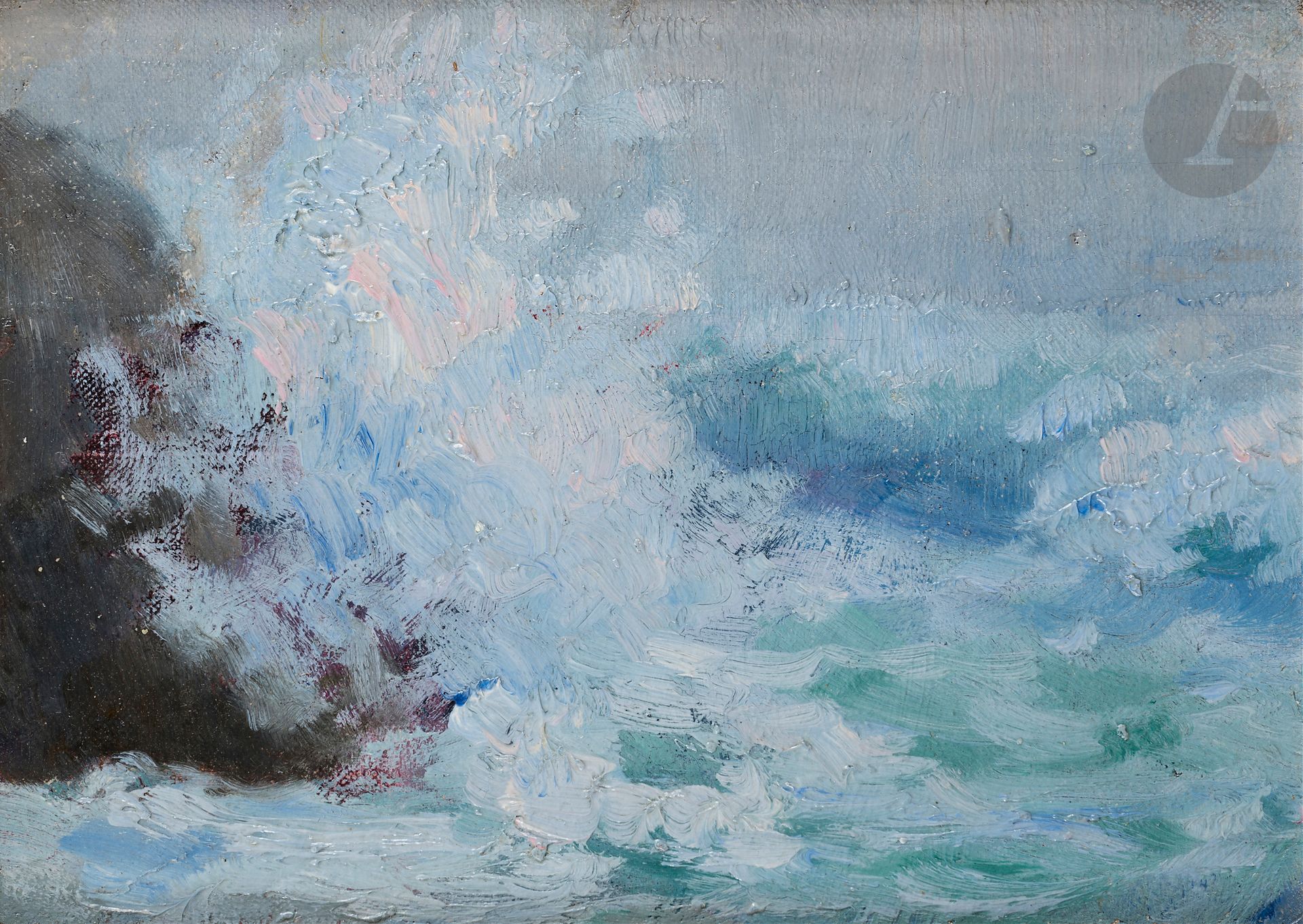 Henri BOUVET (1859-1945)
Vagues à Donnant
Huile sur toile contrecollée sur carton.
Non signée.
10.5 x 15.5 cm

Provenance : 
Vente Hommage à Bouvet, Kohn, 12 décembre 1995, n°330.