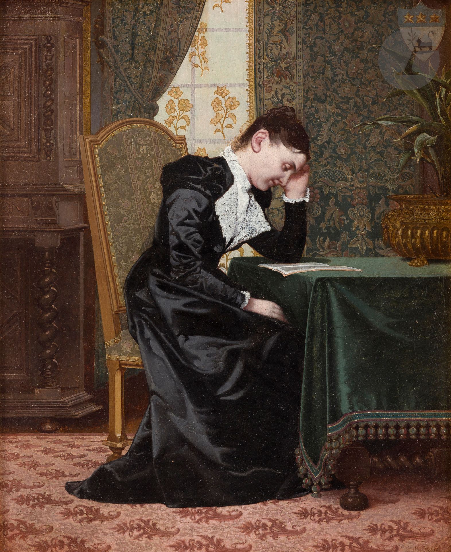 Henri TAUREL (1843-1927)
Woman reading
Oil on canvas.
Signed lower right.
61 x 50 cm