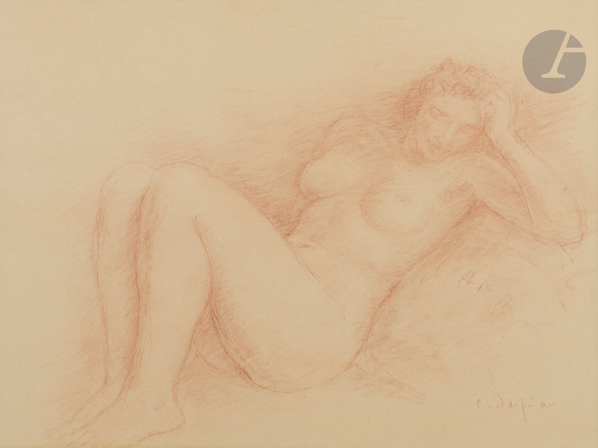 Charles DESPIAU (1874-1946)
Nu alangui
Sanguine.
Signée en bas à droite.
26 x 34 cm