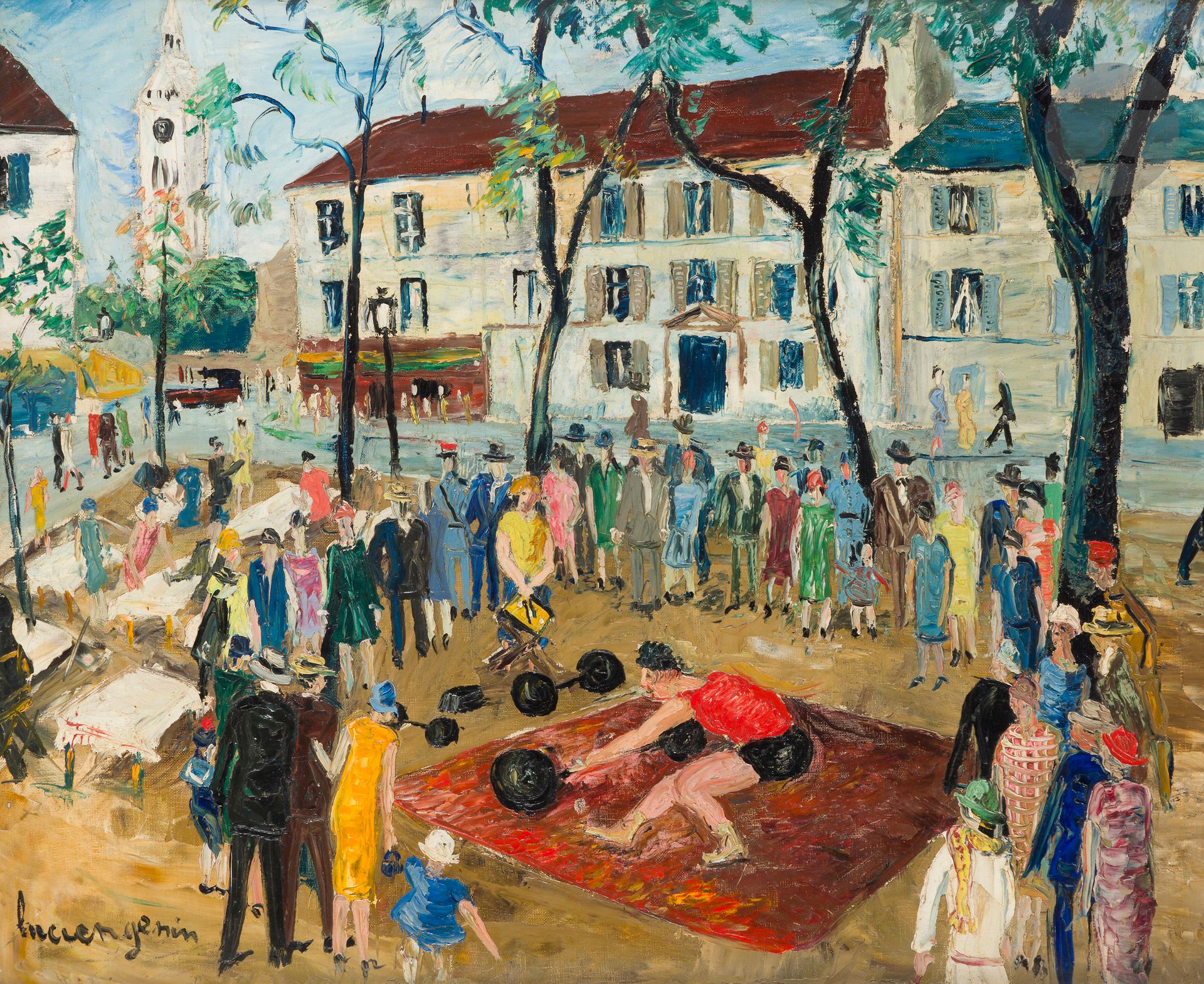Lucien GENIN (1894-1953)
Les Poids, place du Tertre
Huile sur toile.
Signée en bas à gauche.
Signée au dos.
(Petit accident).
60 x 73 cm

Provenance : 
Vente Piasa, Hôtel Drouot, Paris, 30 mars 2007, n° 15.

Exposition : 
Lucien Genin, Mairie du 6e Arrondissement, Paris, 17 juillet - 7 septembre 2007.

Bibliographie : 
Bertrand Willot, Lucien Genin comme vous ne le connaissez pas, Paris, La Vie d'Artiste AWD, reproduit pp. 138-139.