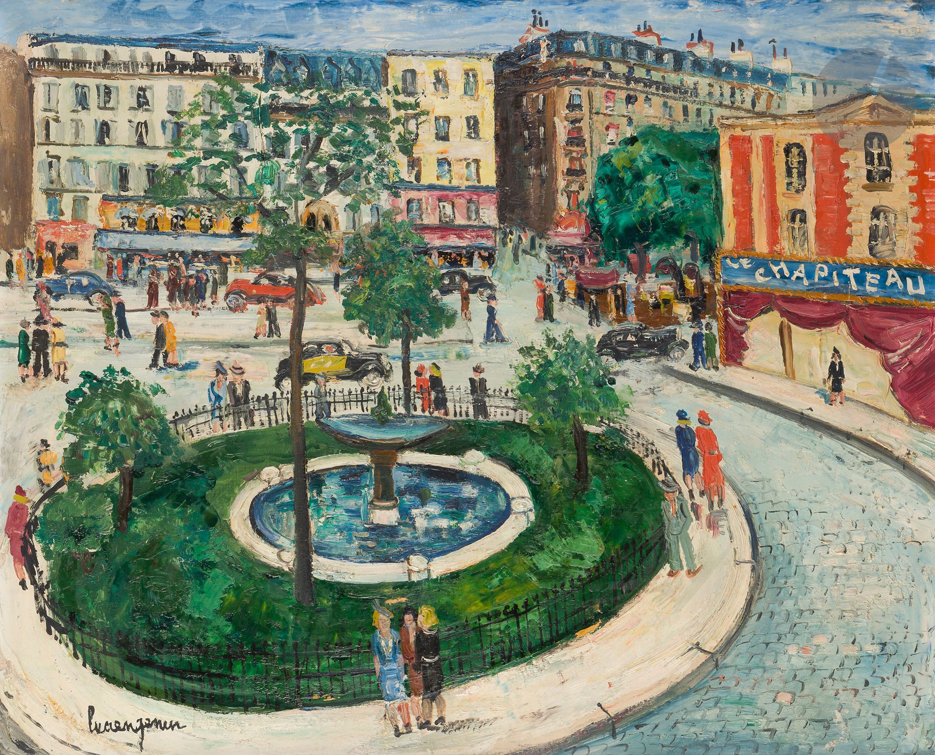Lucien GENIN (1894-1953)
Paris, la place Pigalle
Huile sur toile.
Signée en bas à gauche.
Signée au dos.
60 x 73 cm