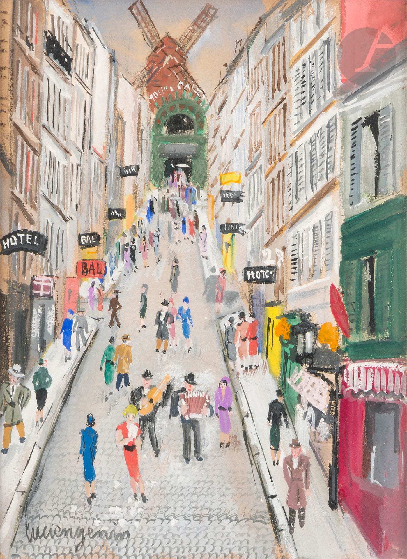 Lucien GENIN (1894-1953)
Paris, Montmartre, la rue Tholozé
Gouache.
Signée en bas à gauche.
31 x 23 cm