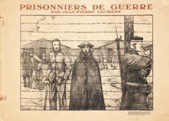Jean-Pierre Laurens (1875-1932)
Prisonniers de guerre / par Jean-Pierre Laurens. 1918. Album oblong, 450 x 320, illustré de 18 zincographies dont deux sur la couverture (cette dernière légèrement défraîchie).