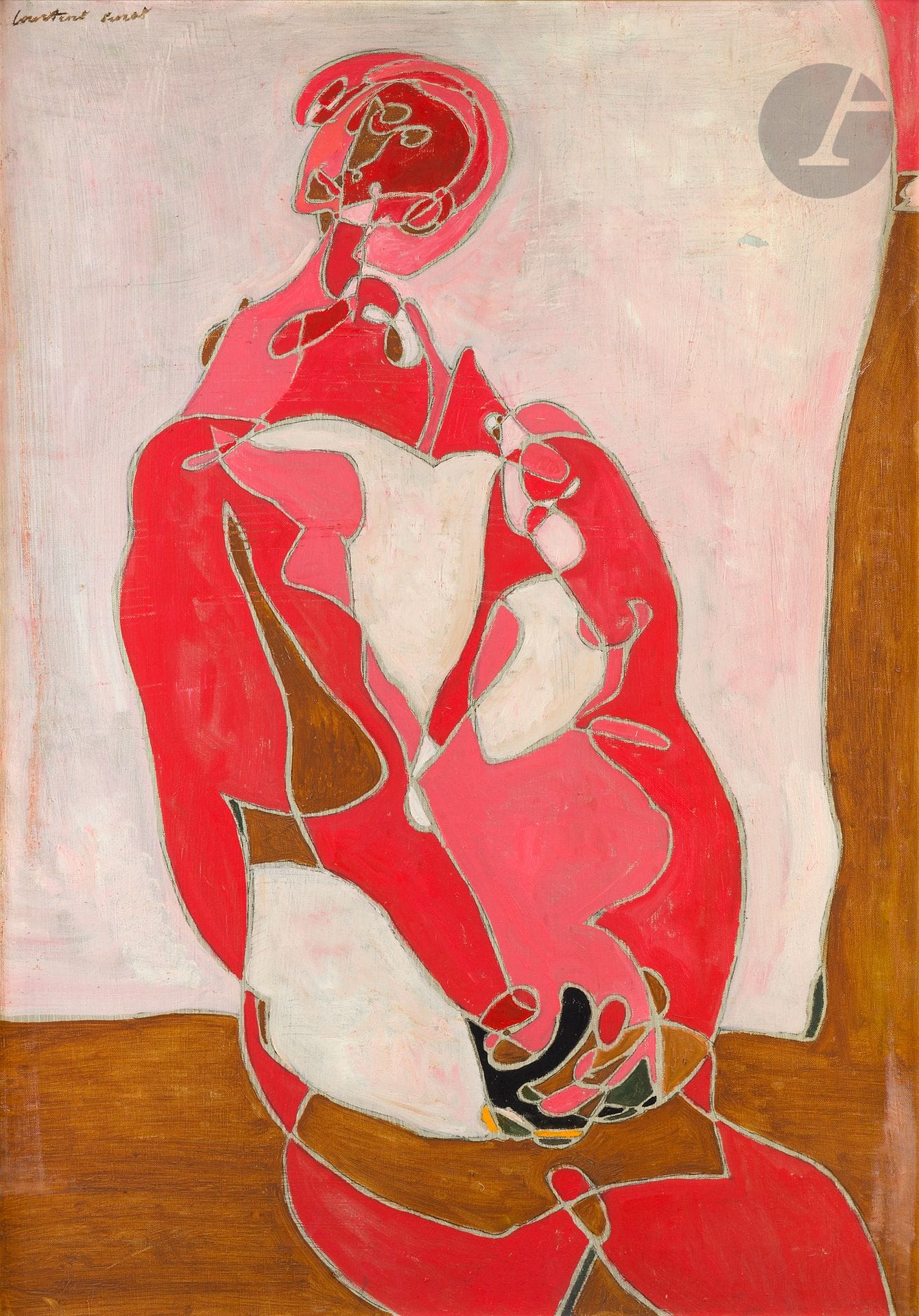 Pierre COURTENS (1921-2004)
Autoportrait en avril, 1968
Huile sur toile.
Signée en haut à gauche.
92 x 65 cm