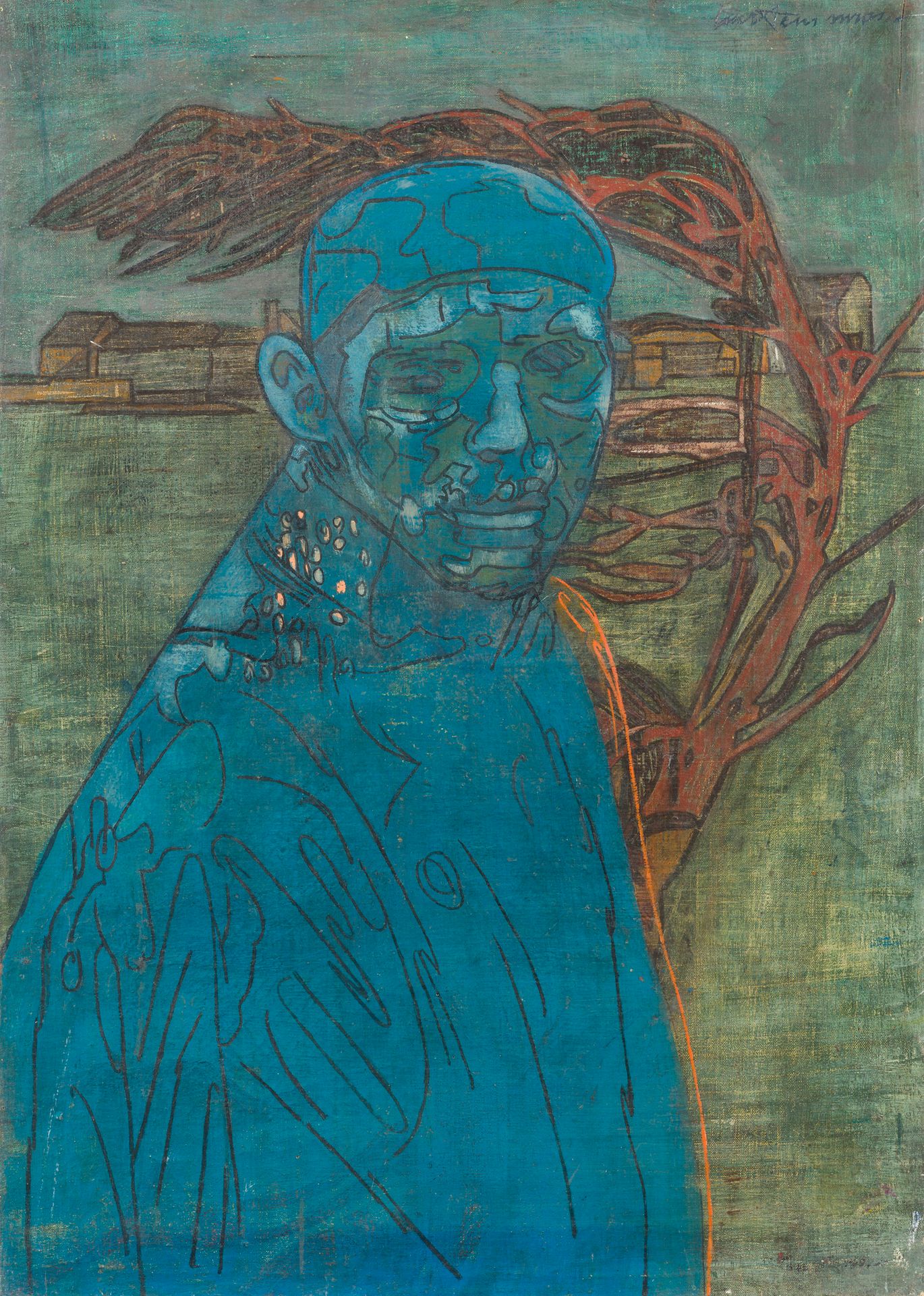 Pierre COURTENS (1921-2004)
Man with branch
Oil on canvas.
Signed upper right.
70 x 50 cm