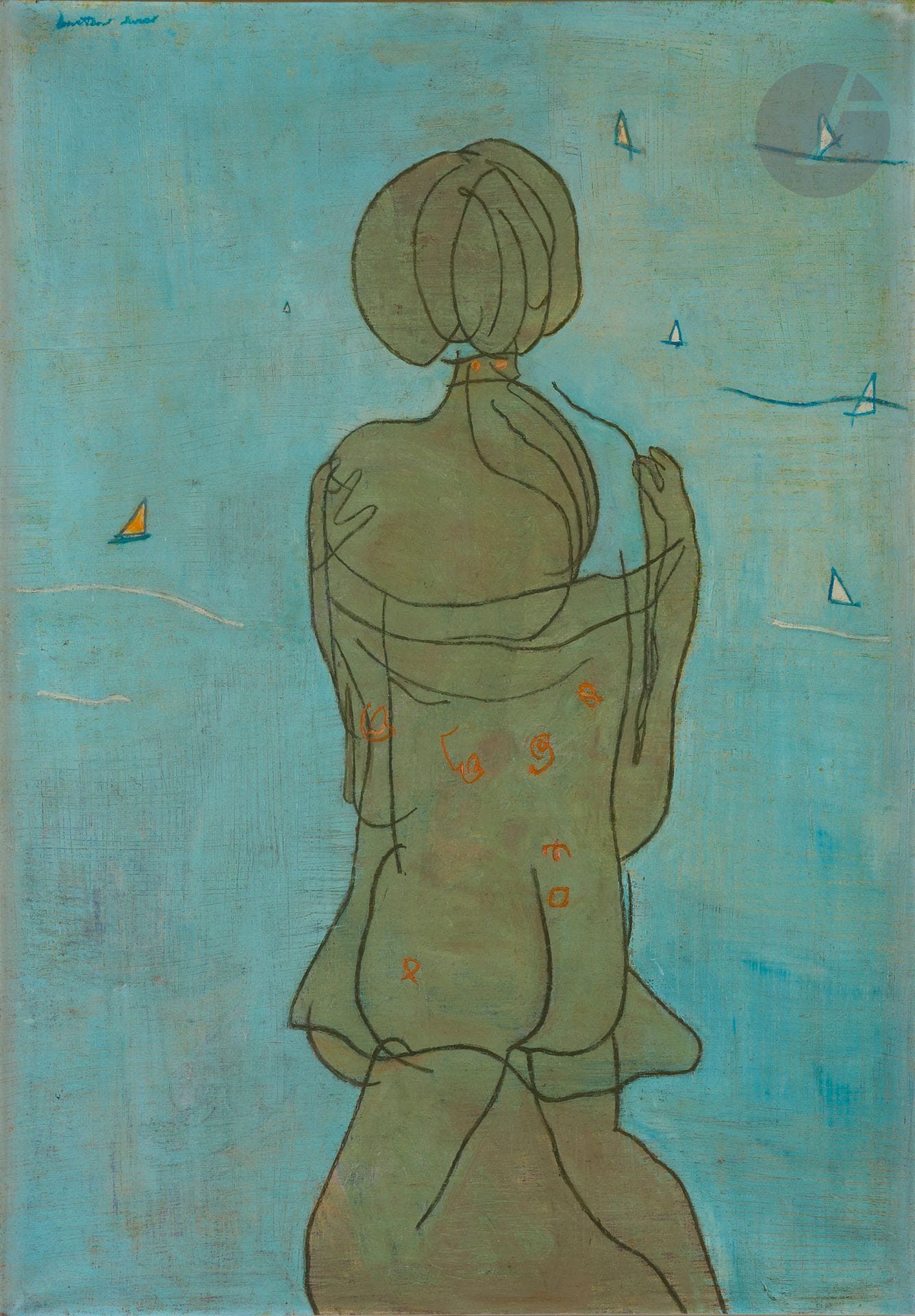 Pierre COURTENS (1921-2004)
Femme devant la mer
Huile sur toile.
Signée en haut à gauche.
92 x 65 cm