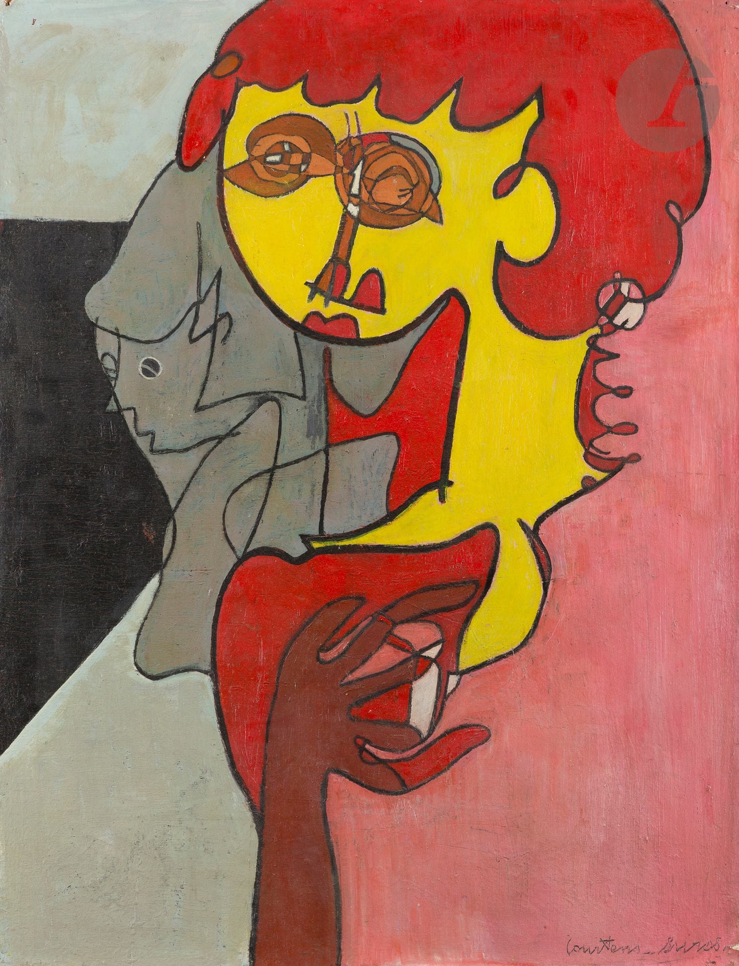 Pierre COURTENS (1921-2004)
Femme et enfant
Huile sur papier monté sur panneau.
Signée en bas à droite.
94 x 70 cm