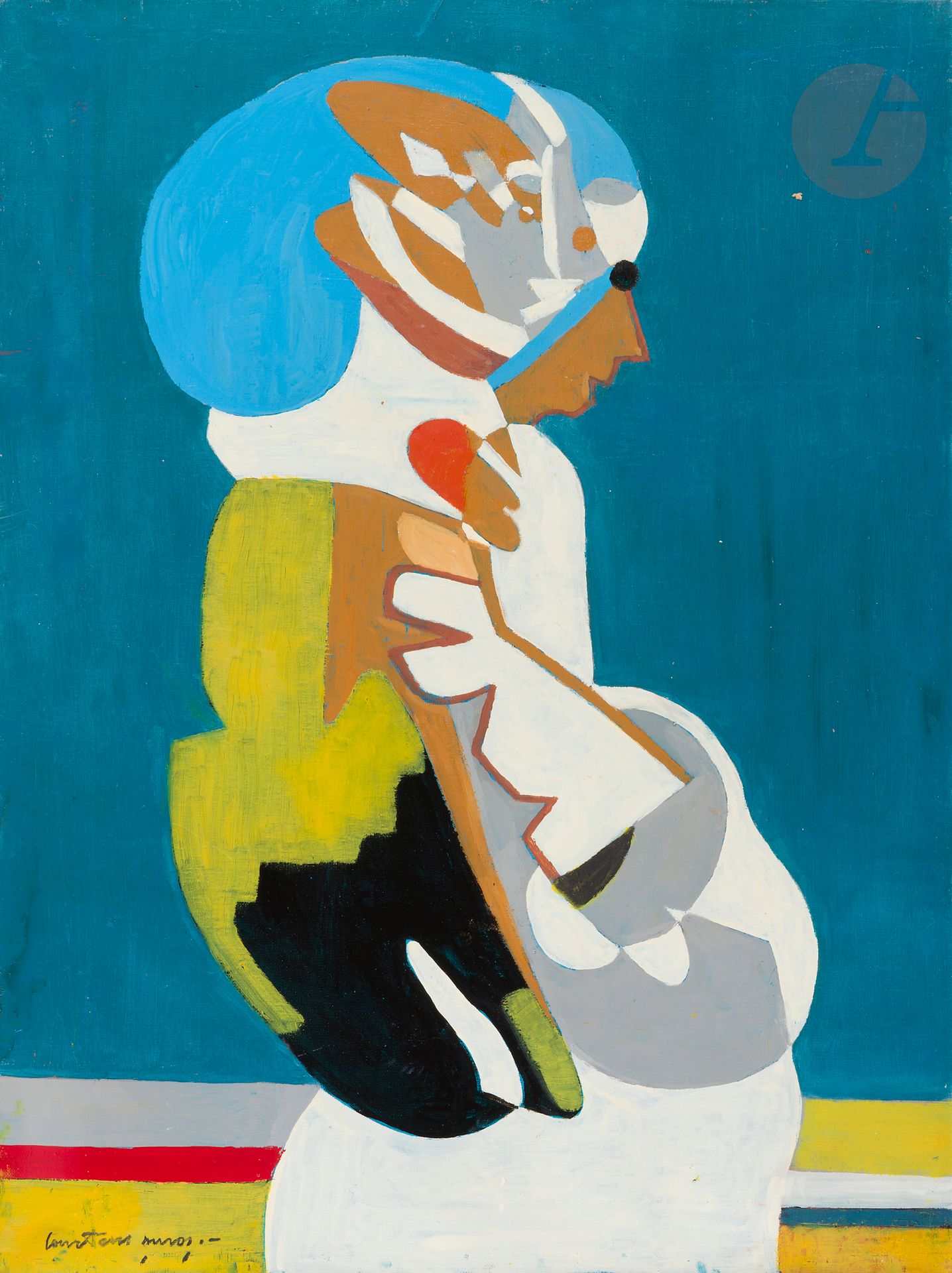 Pierre COURTENS (1921-2004)
Femme au fichu bleu
Huile sur toile non montée.
Signée en bas à gauche.
81 x 60 cm