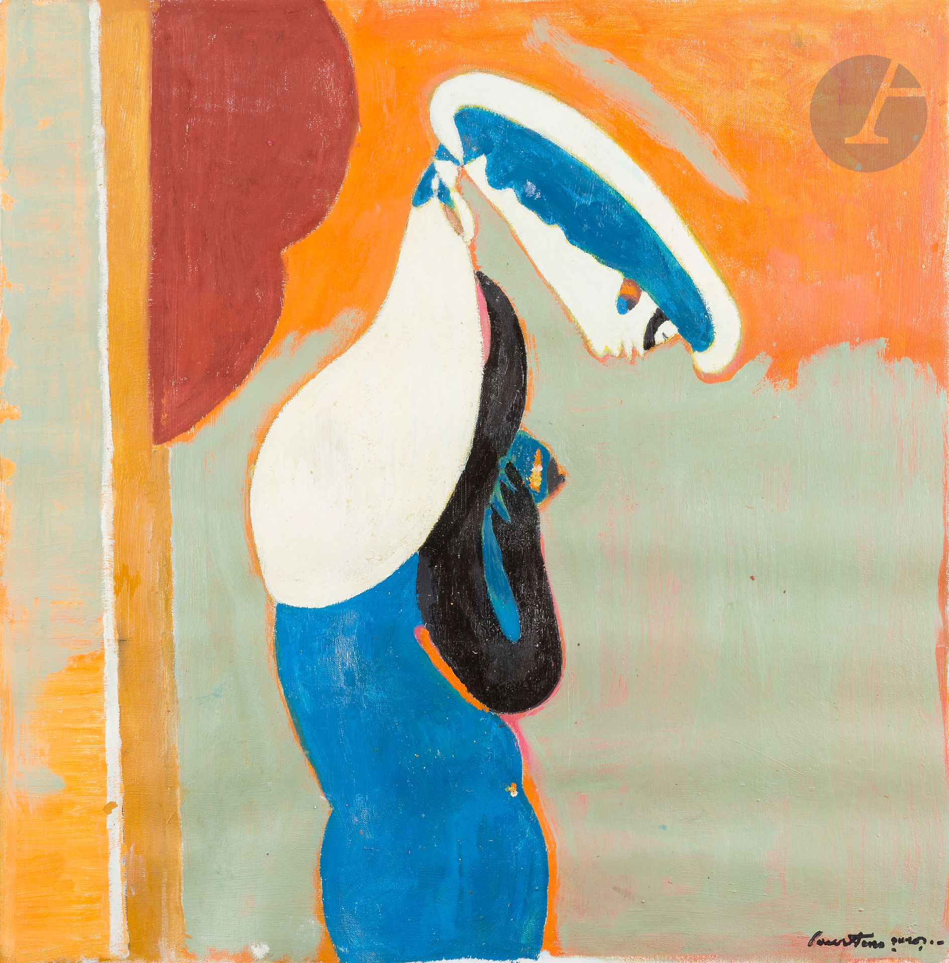 Pierre COURTENS (1921-2004)
Nude with head bowed
Oil on unmounted canvas.
Signed lower right.
70 x 70 cm