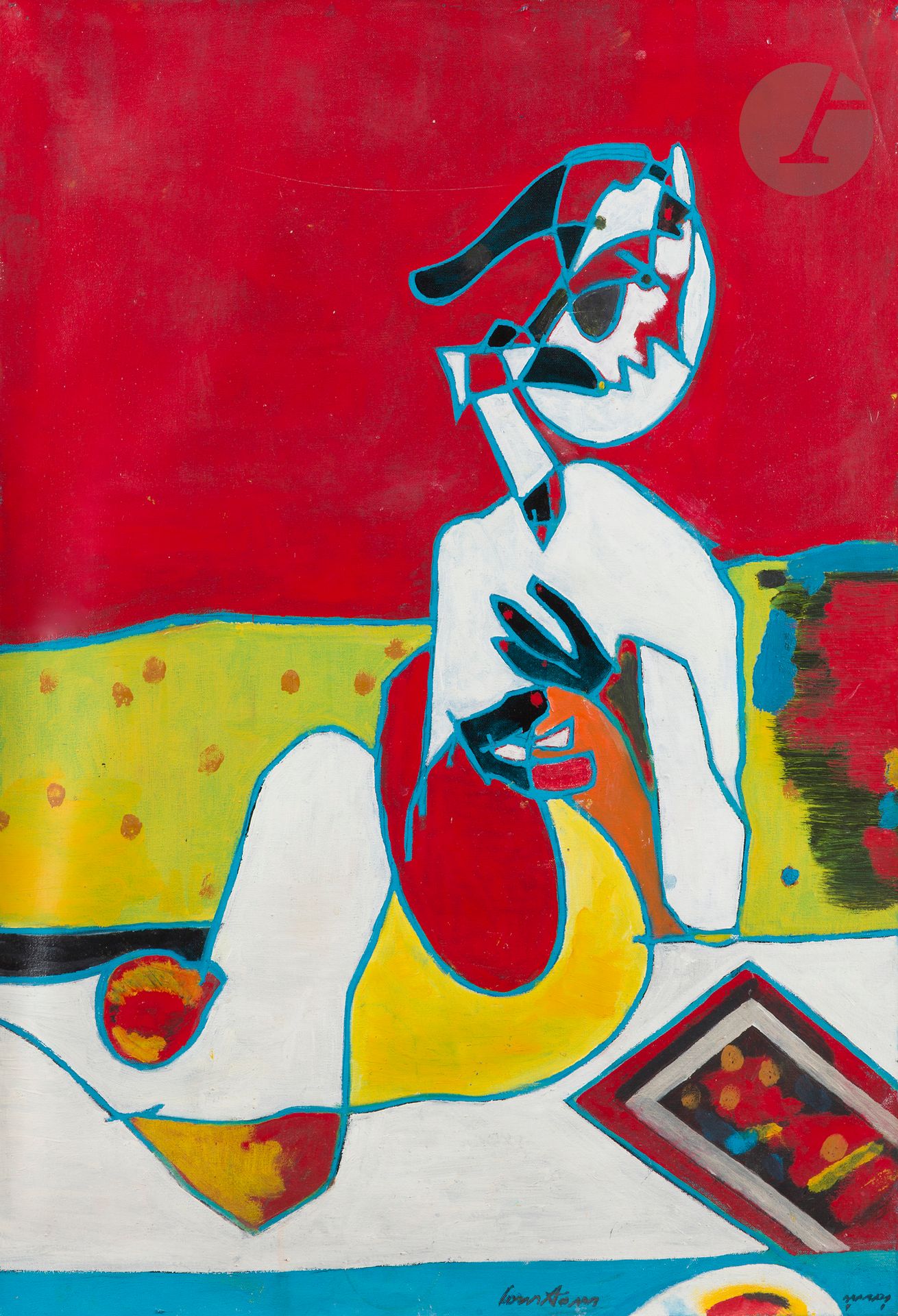 Pierre COURTENS (1921-2004)
Femme assise dans un intérieur
Huile sur toile non montée.
Signée en pied.
92 x 65 cm