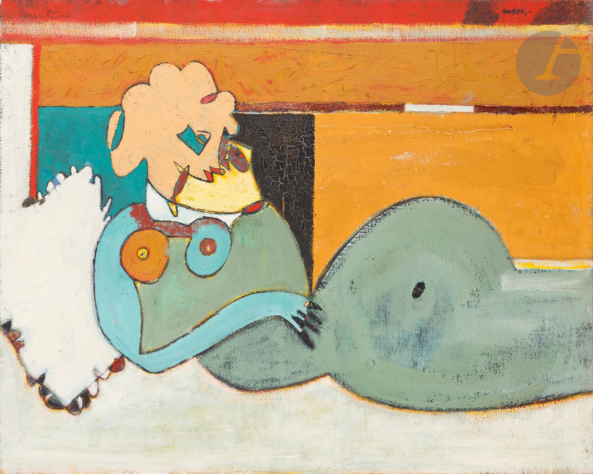 Pierre COURTENS (1921-2004)
Femme enceinte, 1984
Huile sur toile.
Signée en haut à gauche.
65 x 81 cm