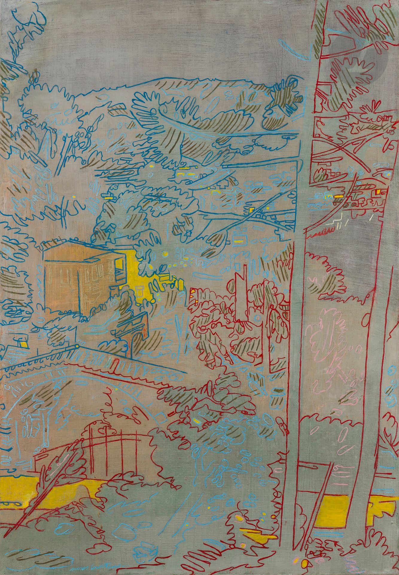 Pierre COURTENS (1921-2004)
Le Nid des rossignols, 1971
Huile sur toile.
Signée en bas à gauche.
116 x 81 cm