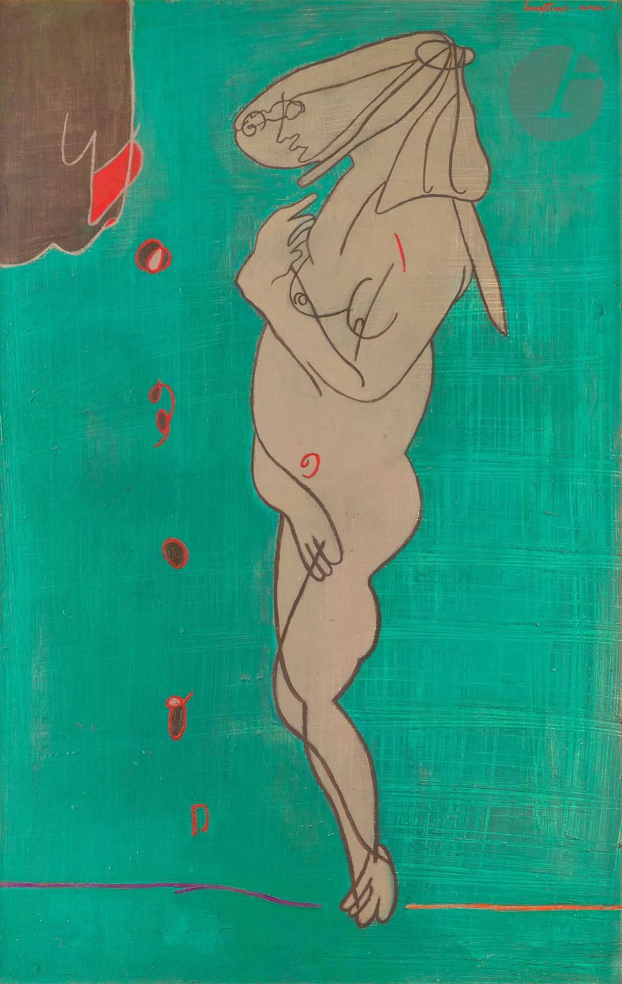 Pierre COURTENS (1921-2004)
Nude with green background, 1971
Oil on canvas.
Signed upper right.
100 x 65 cm