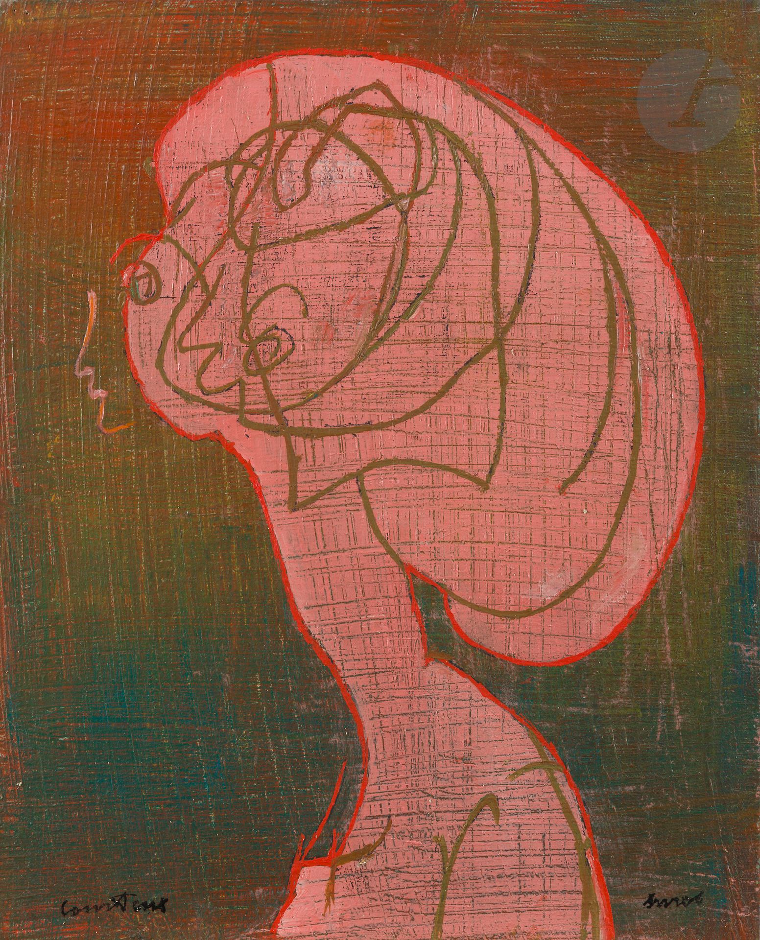 Pierre COURTENS (1921-2004)
Woman's face, 1970
Oil on canvas.
Signed lower left.
(Small lack).
41 x 33 cm
