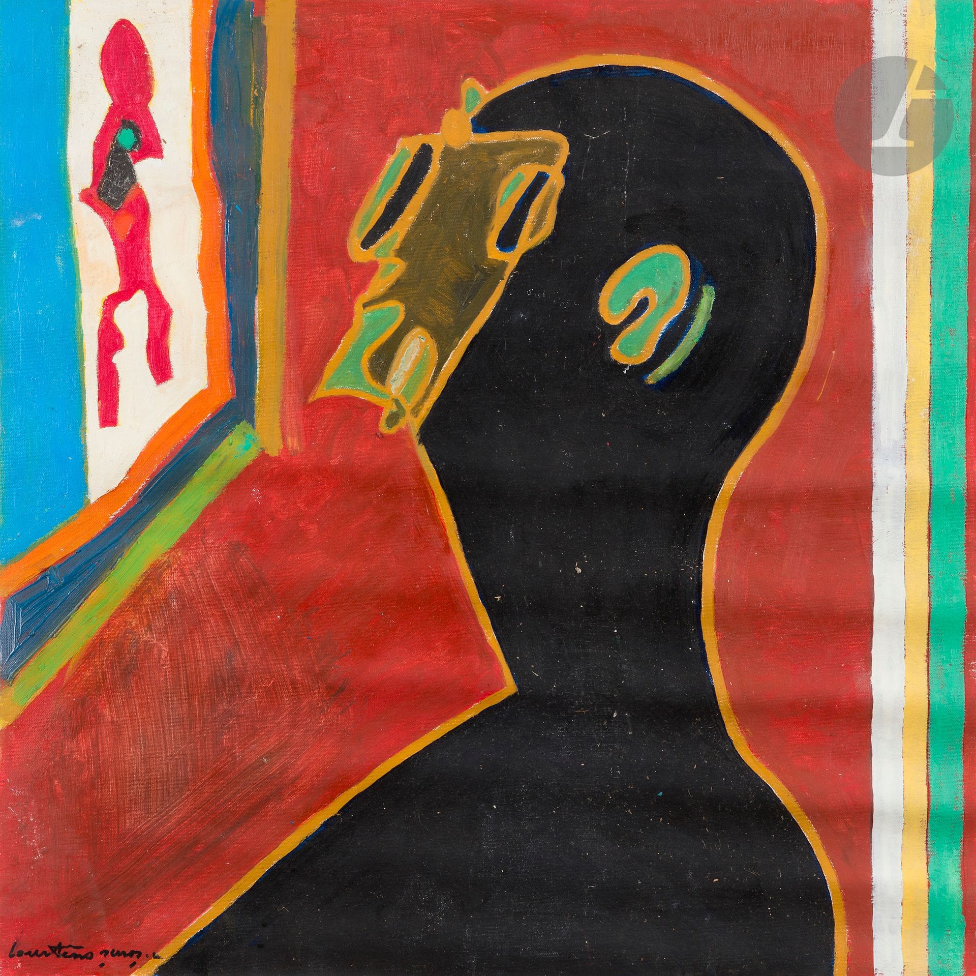 Pierre COURTENS (1921-2004)
Bust of a man
Unmounted oil on canvas.
Signed lower left.
70 x 70 cm