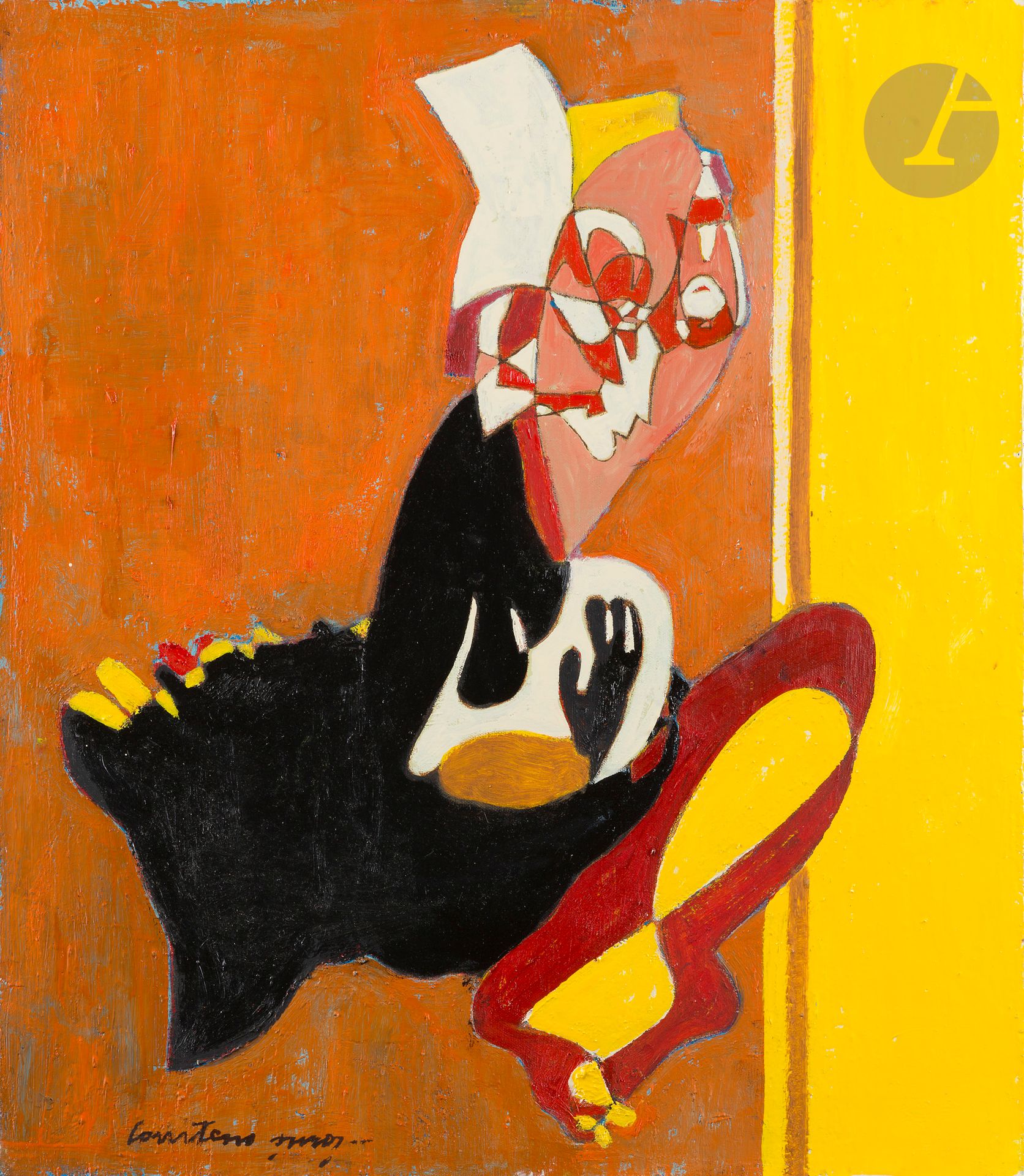 Pierre COURTENS (1921-2004)
La Japonaise, vers 1989
Huile sur toile.
Signée en bas à gauche.
70 x 60 cm