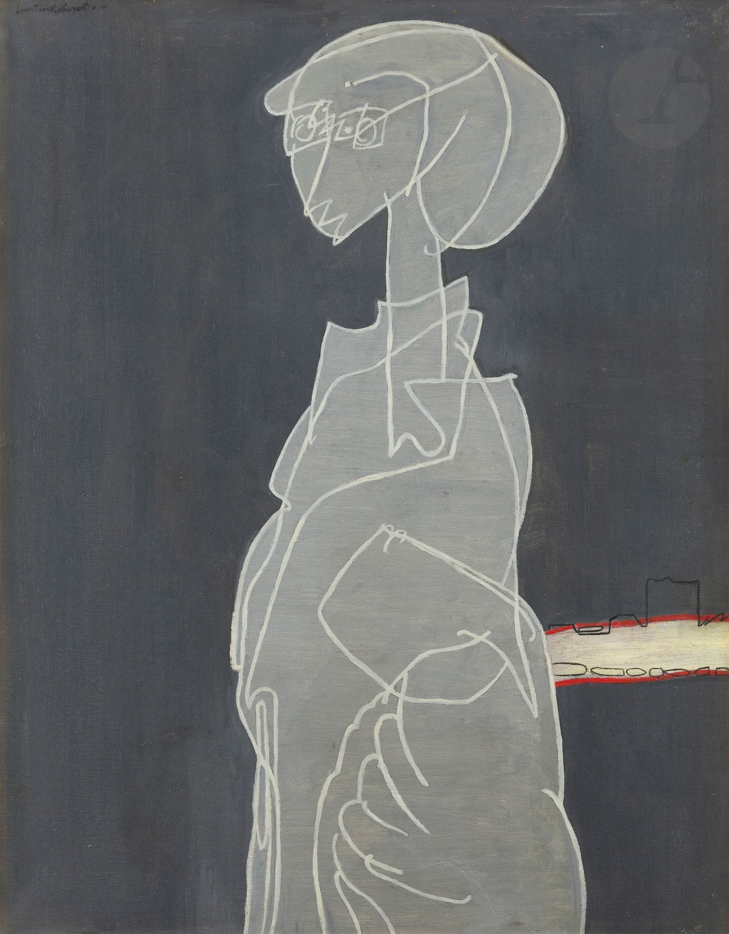 Pierre COURTENS (1921-2004)
Autoportrait
Huile sur toile.
Signée en haut à gauche.
92 x 73 cm