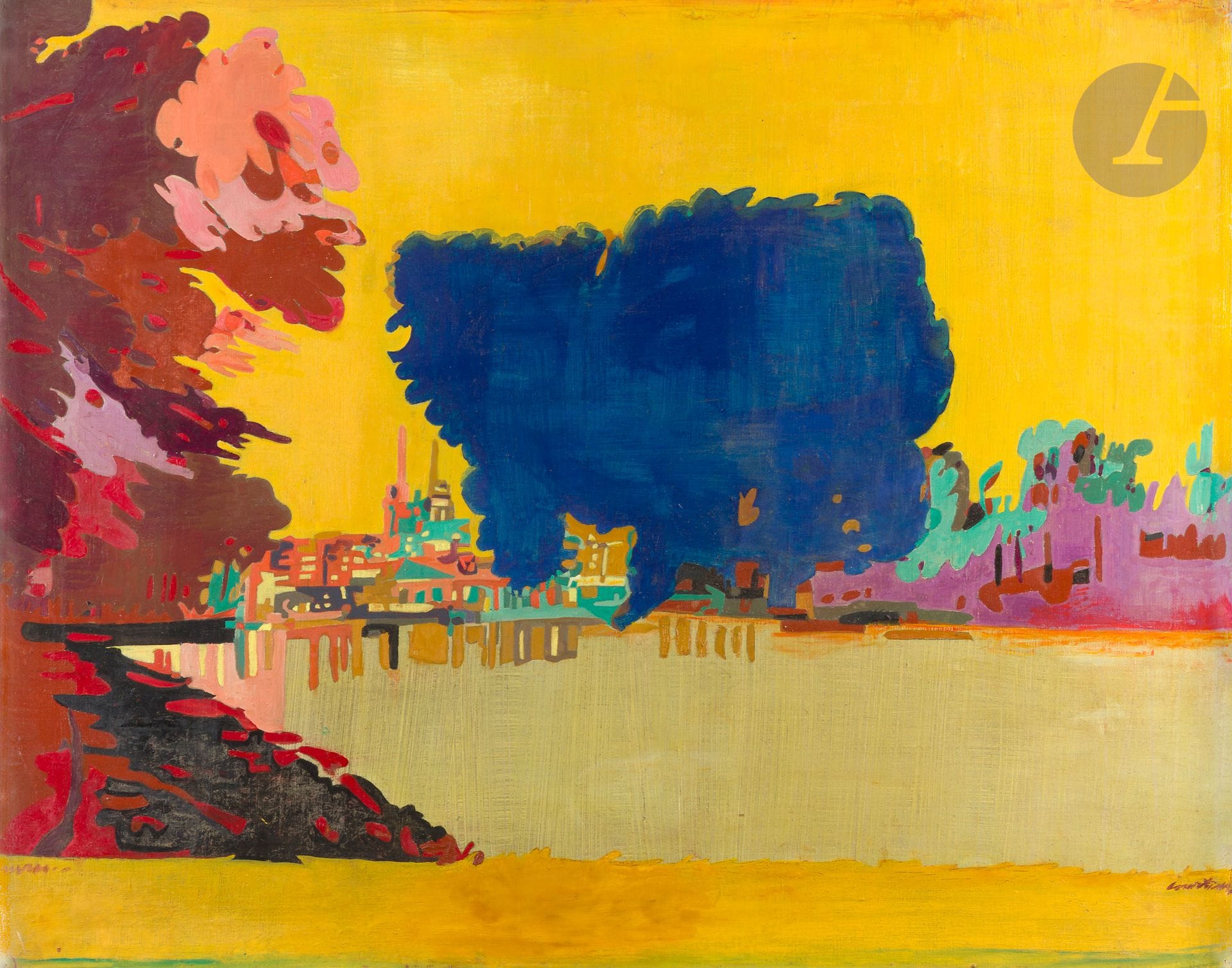 Pierre COURTENS (1921-2004)
Parc dans la ville
Huile sur toile.
Signée en bas à droite.
73 x 92 cm