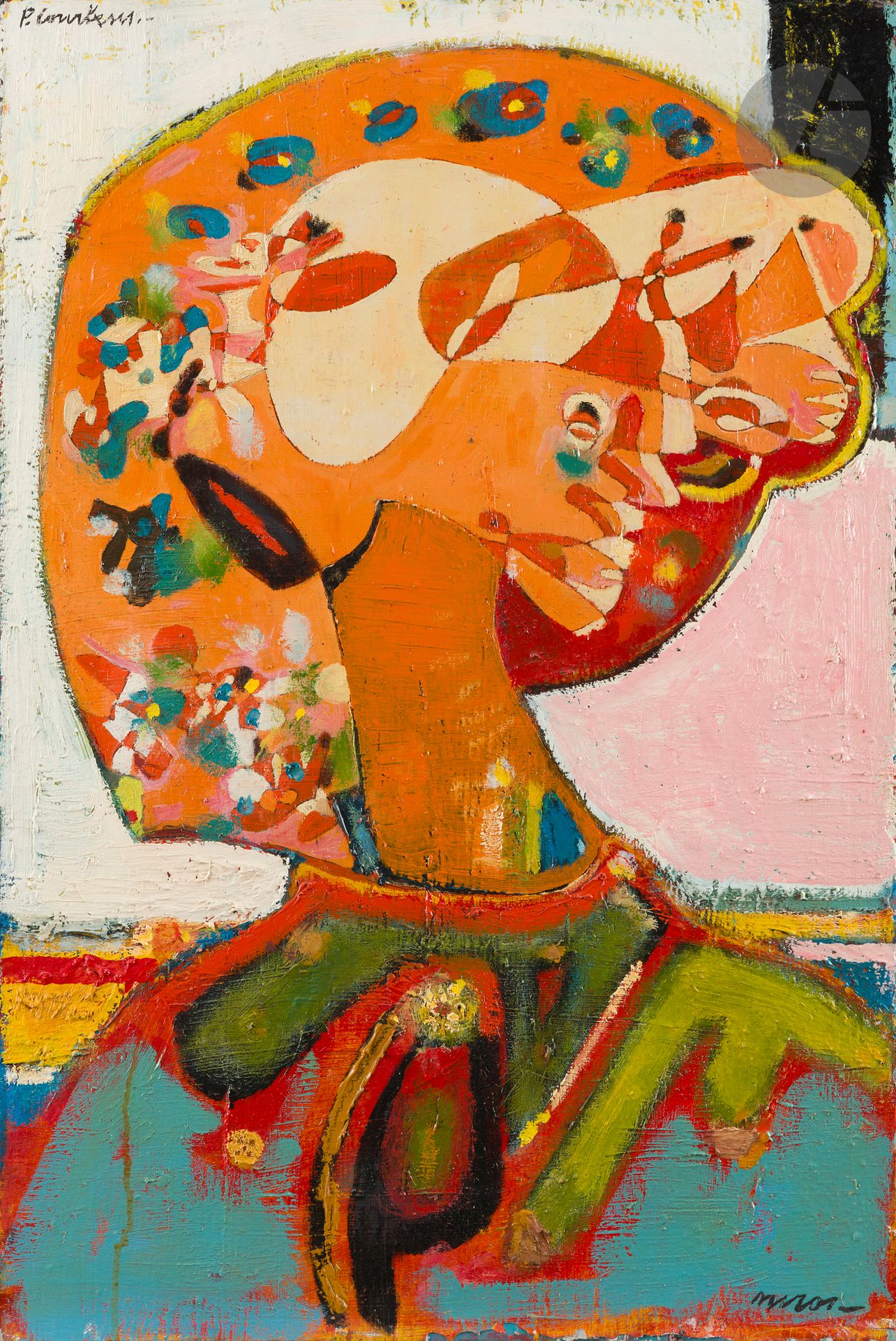 Pierre COURTENS (1921-2004)
The Farmer, 1989
Oil on canvas.
Signed upper left.
Signed and titled on back.
73 x 50 cm