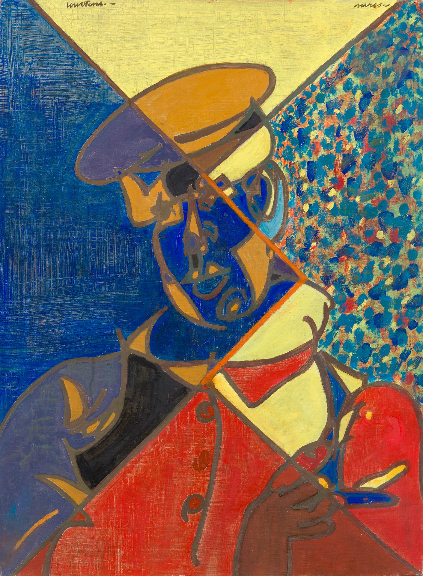 Pierre COURTENS (1921-2004)
La Vareuse rouge
Oil on canvas.
Signed upper left.
81 x 60 cm