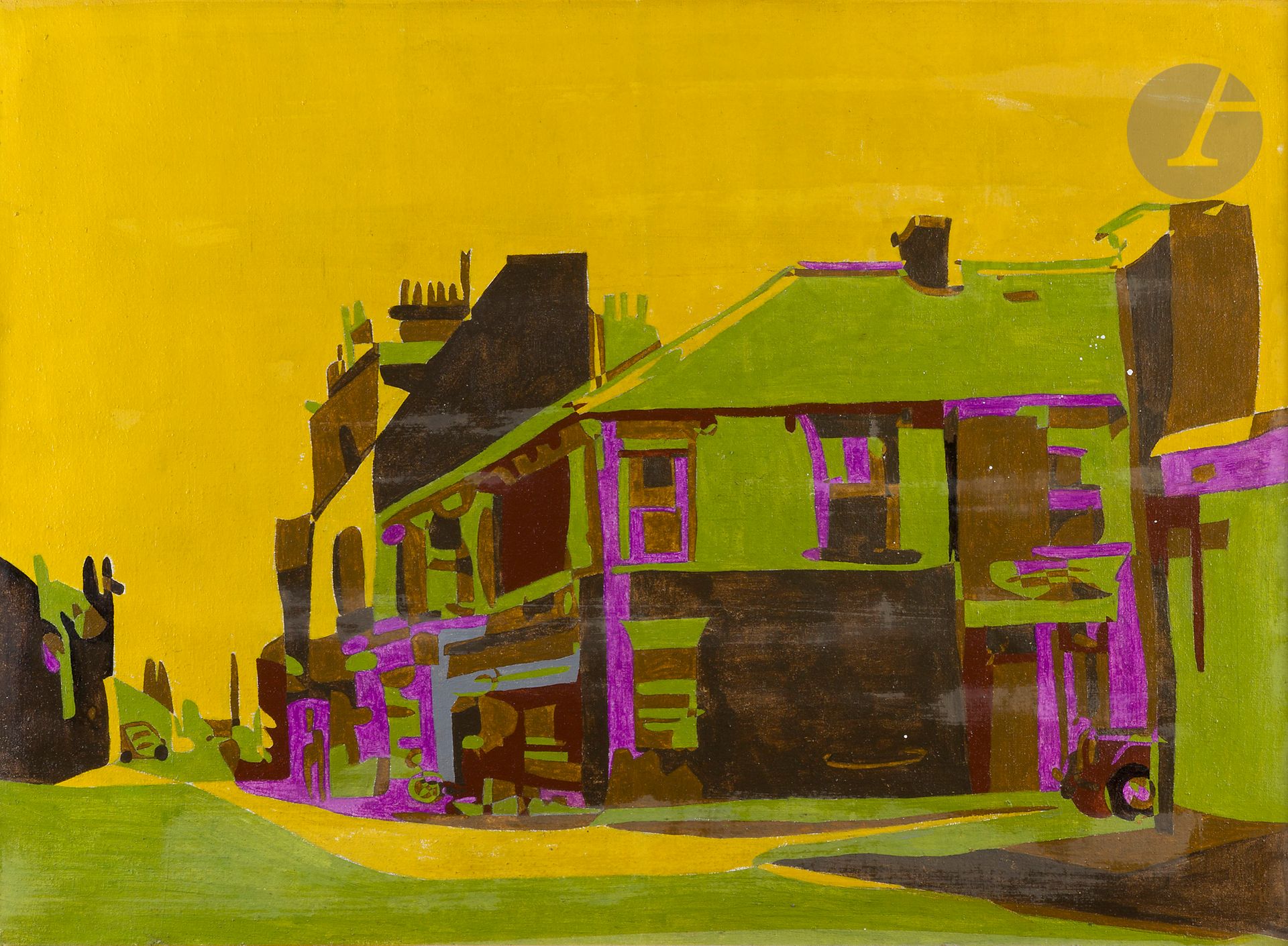 Pierre COURTENS (1921-2004)
La Rue jaune
Huile sur toile.
Signée au dos.
(Enfoncements).
73 x 100 cm