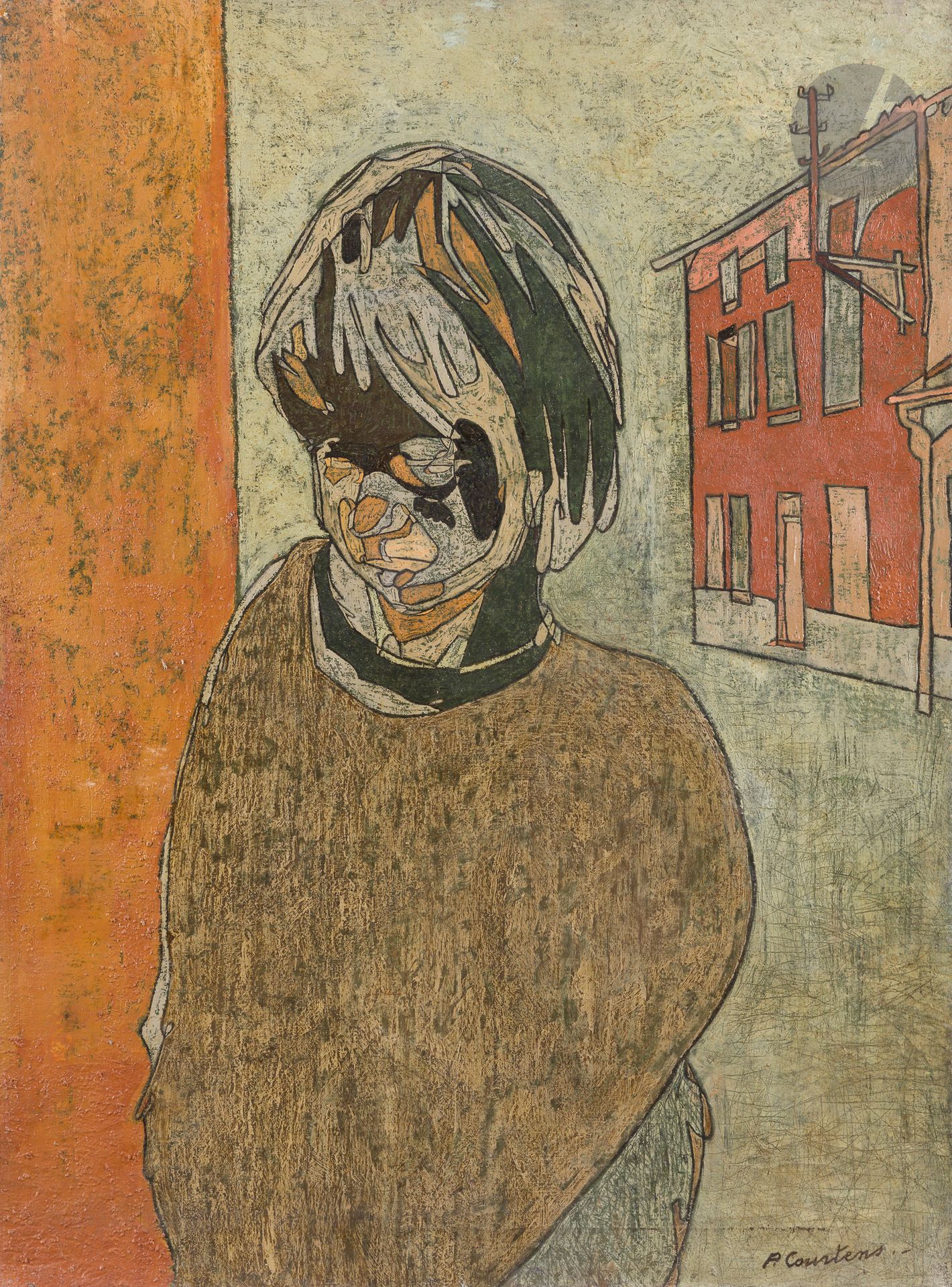Pierre COURTENS (1921-2004)
Enfant dans la rue
Huile sur toile.
Signée en bas à droite.
Signée au dos.
81 x 60 cm