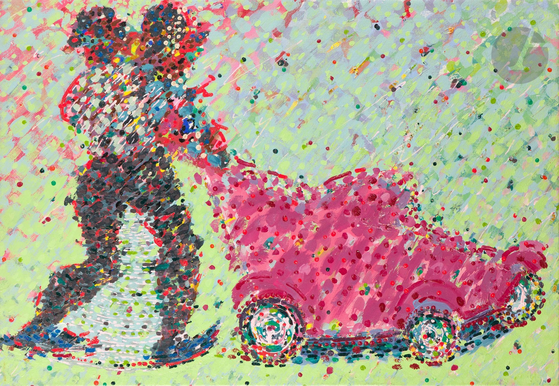 Fernando MENDONÇA [brésilien] (né en 1962)
O passero veloz, 1985
Acrylique sur toile.
Signée, datée et titrée au dos.
70 x 100 cm