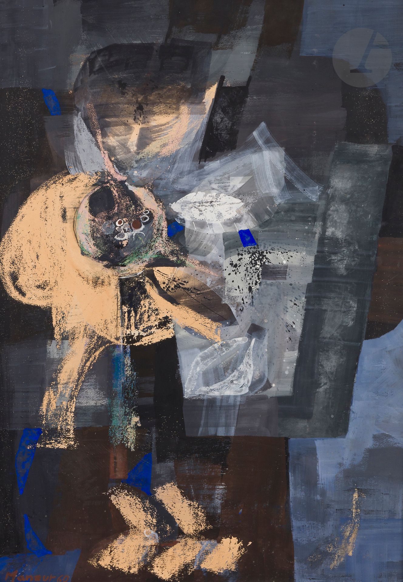 David MANZUR [Colombian] (b. 1929)
Figure, 1960
Gouache on paper pasted on cardboard.
Signed and dated lower left.
53 x 37 cm