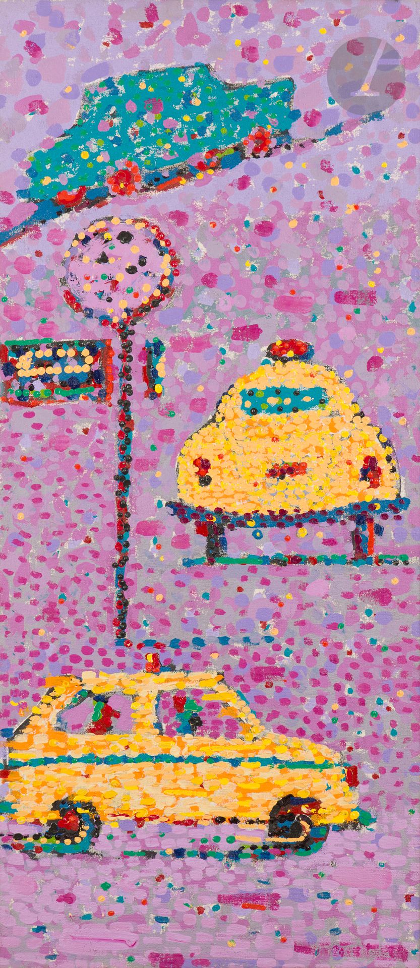 Fernando MENDONÇA [brésilien] (né en 1962)
A Mesma Cena I, 1985
Acrylique sur toile.
Signée et datée au dos.
108 x 45 cm
