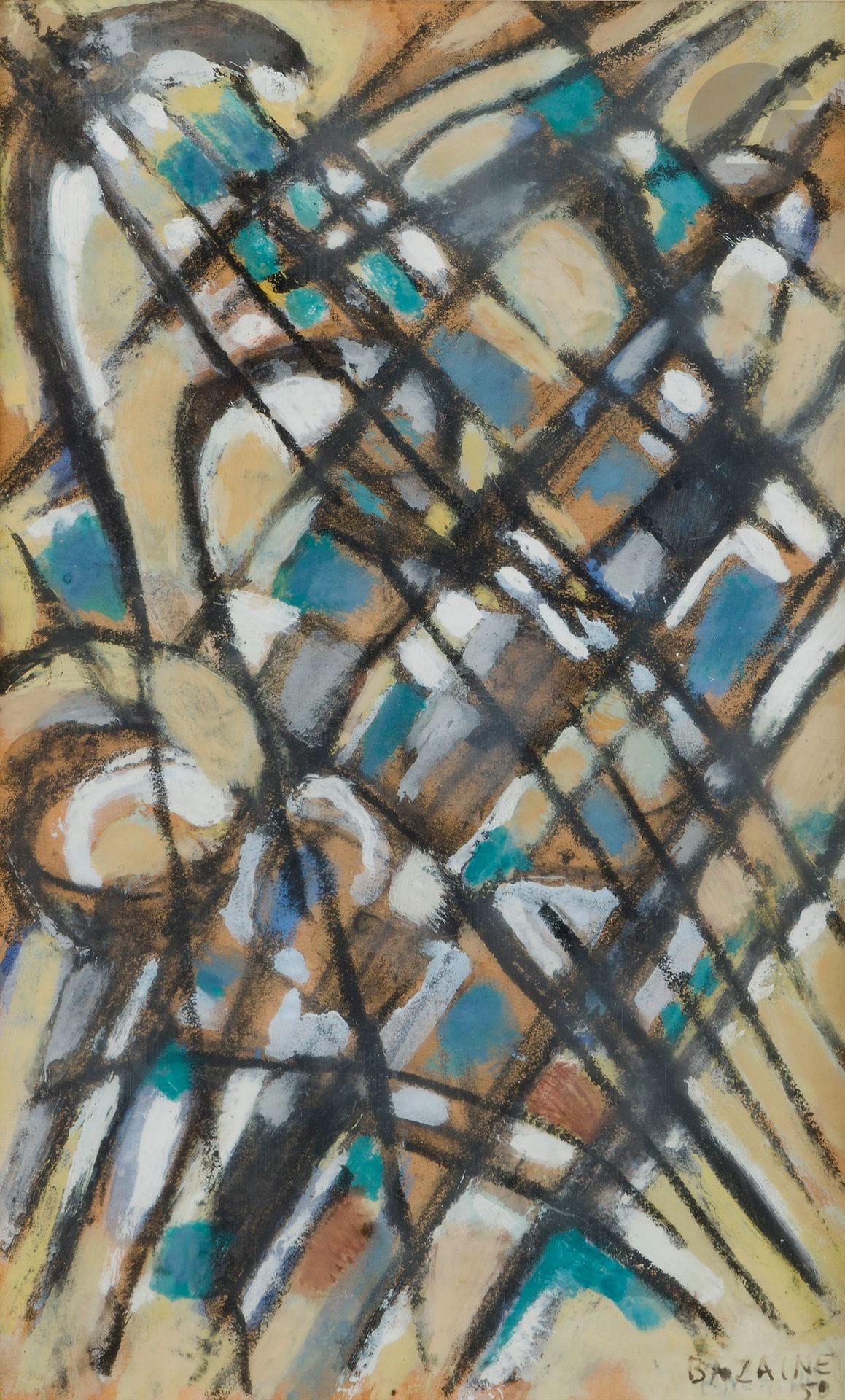 Jean BAZAINE (1904-2001)
Sans titre (Figure et paysage en mouvement), 1950
Technique mixte sur papier.
Signée et datée en bas à droite.
20,5 x 12,5 cm

L’authenticité de cette œuvre a été confirmée par Monsieur Jean-Pierre Greff, expert pour l’œuvre de Jean Bazaine.