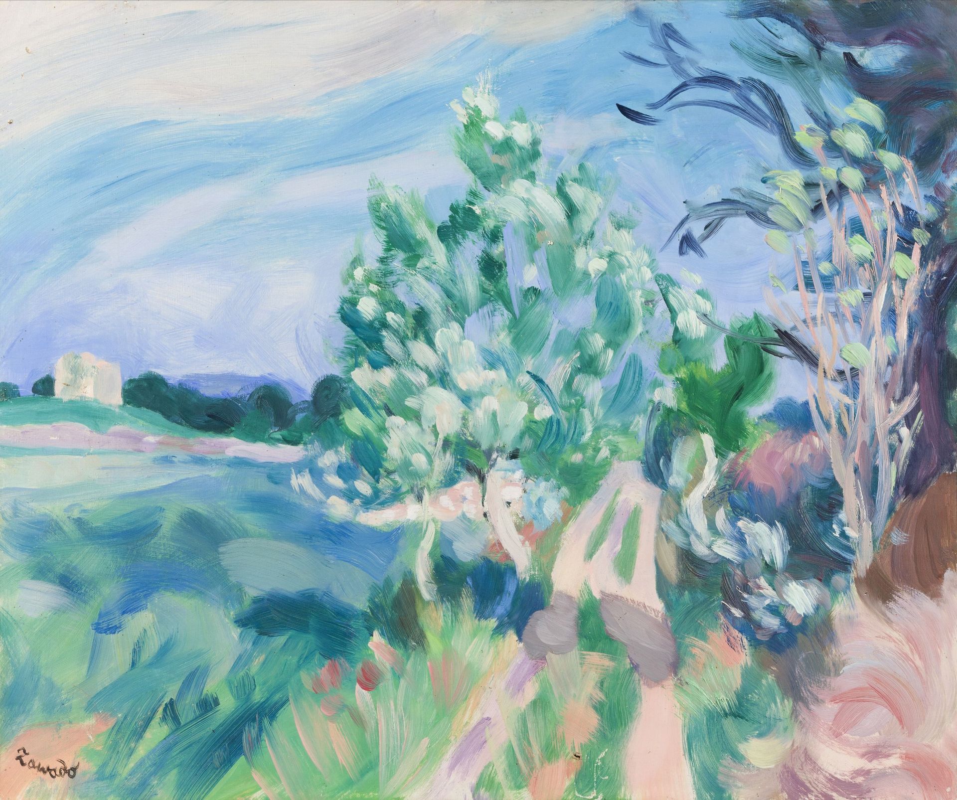 Jan-Waclaw Zawadowski, dit ZAWADO (1891-1982)
Paysage aux environs d’Aix-en-Provence
Huile sur toile.
Signée en bas à gauche.
46 x 55 cm