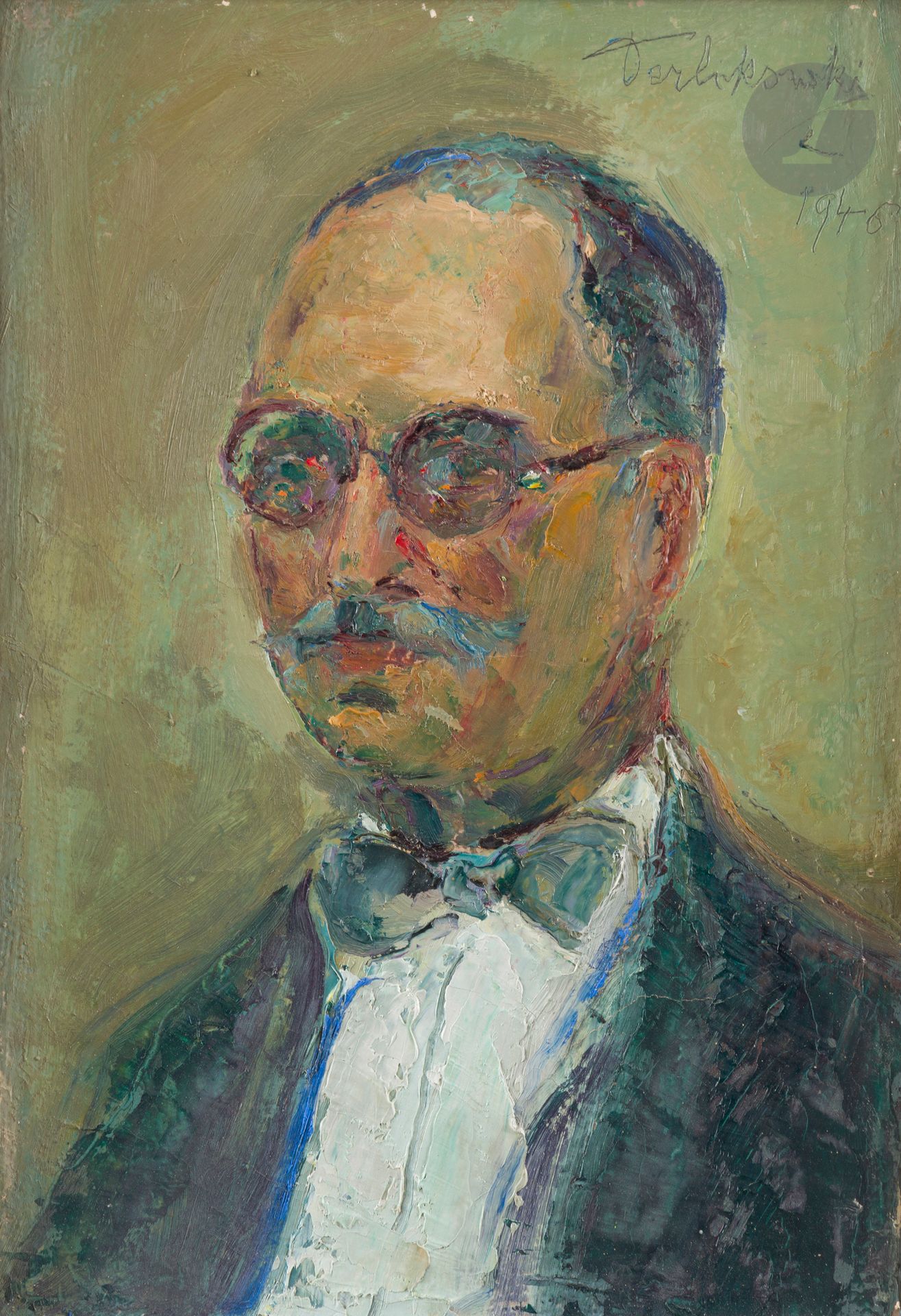 Vladimir (Włodzimierz) TERLIKOWSKI (1873-1951)
Portrait d’homme, 1946
Huile sur toile.
Signée et datée en haut à droite.
41 x 27 cm