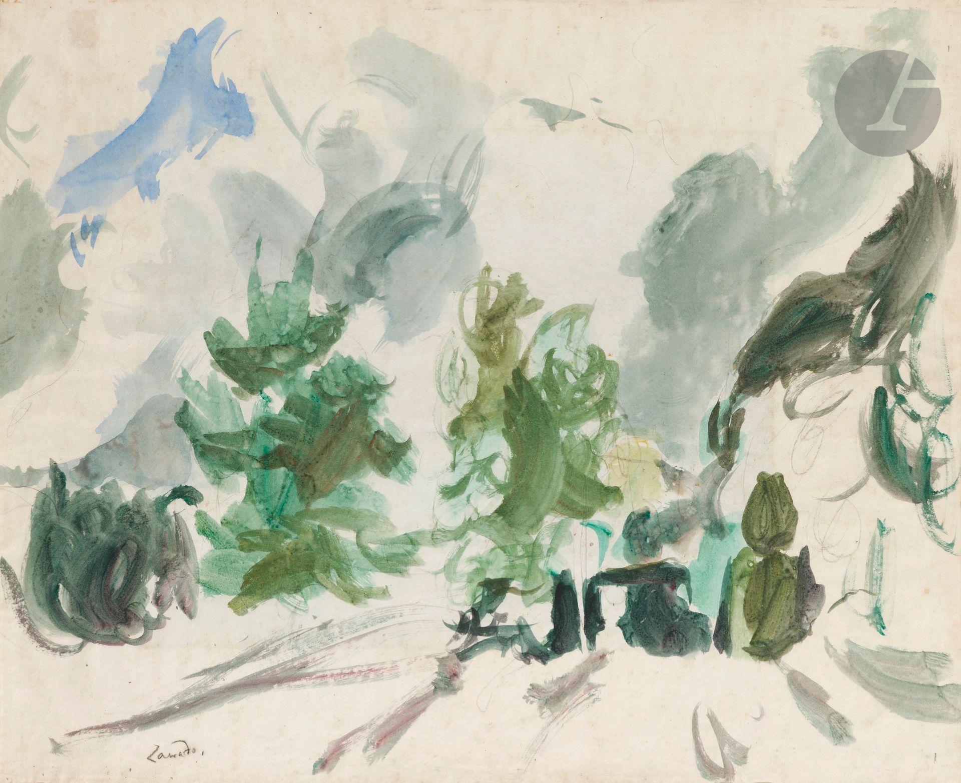 Jan-Wacław Zawadowski, dit ZAWADO (1891-1982)
Paysage
Aquarelle.
Signée en bas à gauche.
46 x 56 cm

Provenance : 
Collection Harry Morton-Colville, Paris.