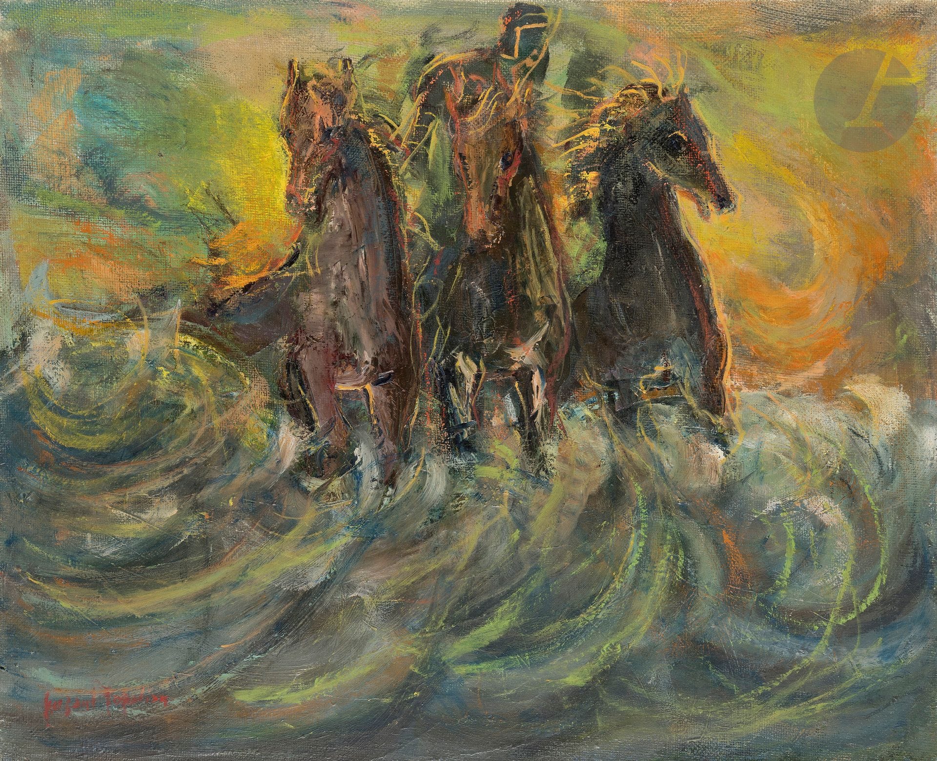 Puzant TOPALIAN (1902-1970)
The Horses
Oil on canvas.
Signed lower left.
54 x 65 cm