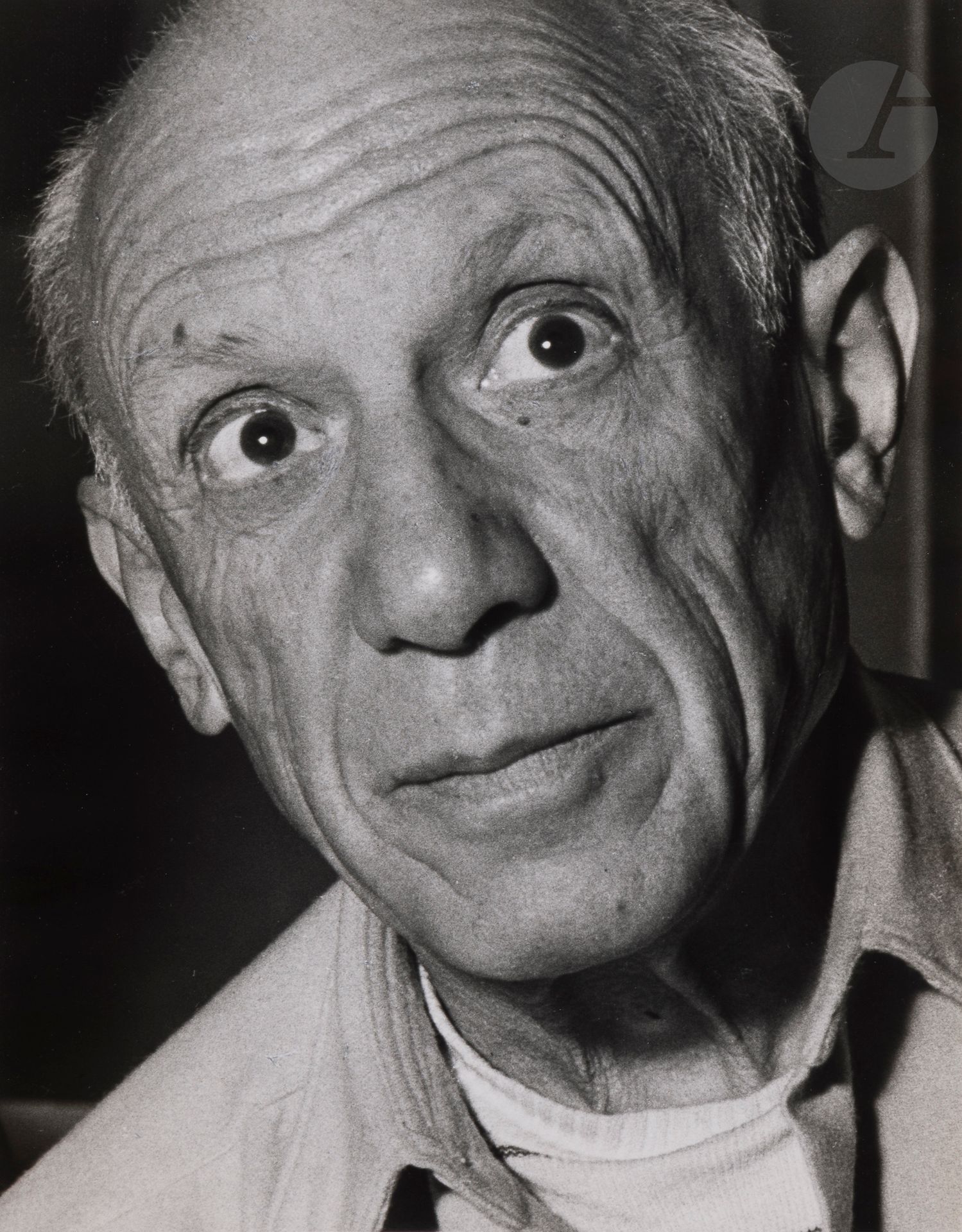 Gene Fenn (1911-2001) 
Pablo Picasso, c. 1960.  
Silver print (c. 1980), signed and titled in pencil with the stamp "Gene Fenn - photographe" on verso. 
Image : 28.8 x 22.5 cm / Sheet : 30.5 x 24 cm 

Provenance: Gene Fenn Collection.