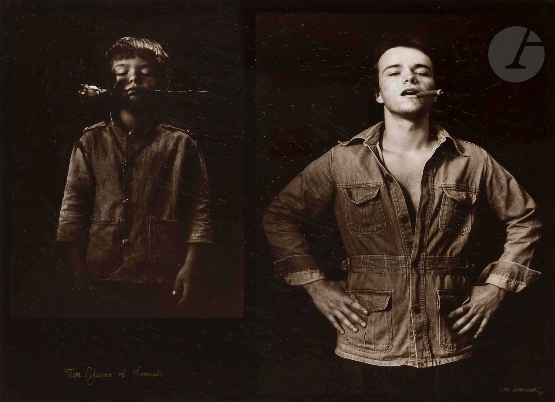 Jan Saudek (1935) 
Ten years of Samuel, 1982. 
Épreuve argentique d’époque, signée et titrée dans la marge en bas. Titre et date sur le bandeau en craft : « #44 - Samuel 1872 - 1882 - Model print - Finished April 21, 1882 ». Étiquette de la galerie Thierry Salvador au verso du cadre. 
37,5 x 48,5 cm avec marges - cadre 

Provenance : 
- Galerie Thierry Salvador, Paris. 
- Collection particulière, Paris.