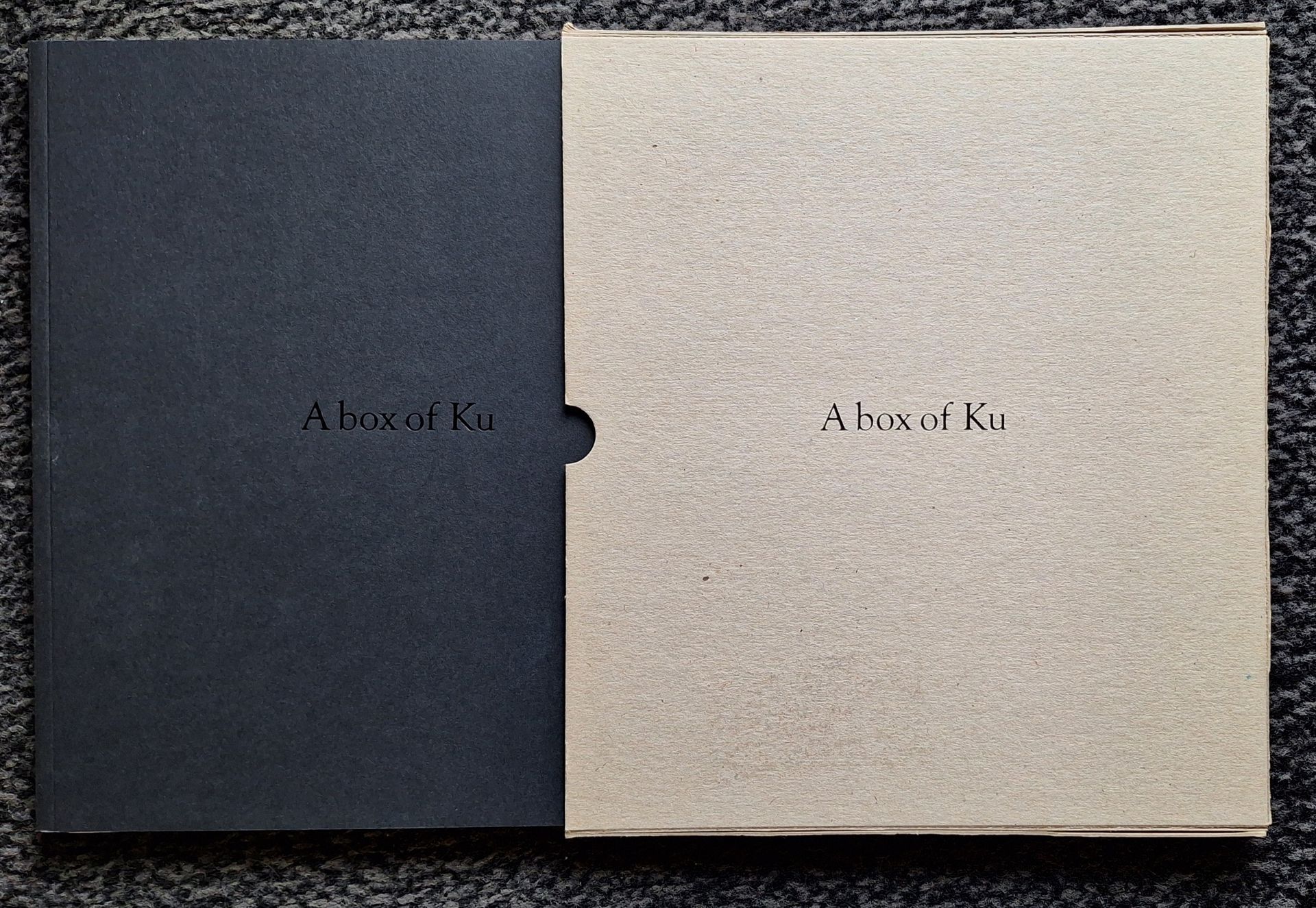 YAMAMOTO, MASAO (1957-) 
A Box of Ku.
Nazraeli Press, 1998.
In-4 (24 x 21 cm). Édition originale. 104 pp. Bien complet du dépliant avec les textes en anglais et en japonais, par Shintaro Ajioka. Couverture souple noire avec titre en noir, sous étui en carton titré en noir. Etat quasi neuf.