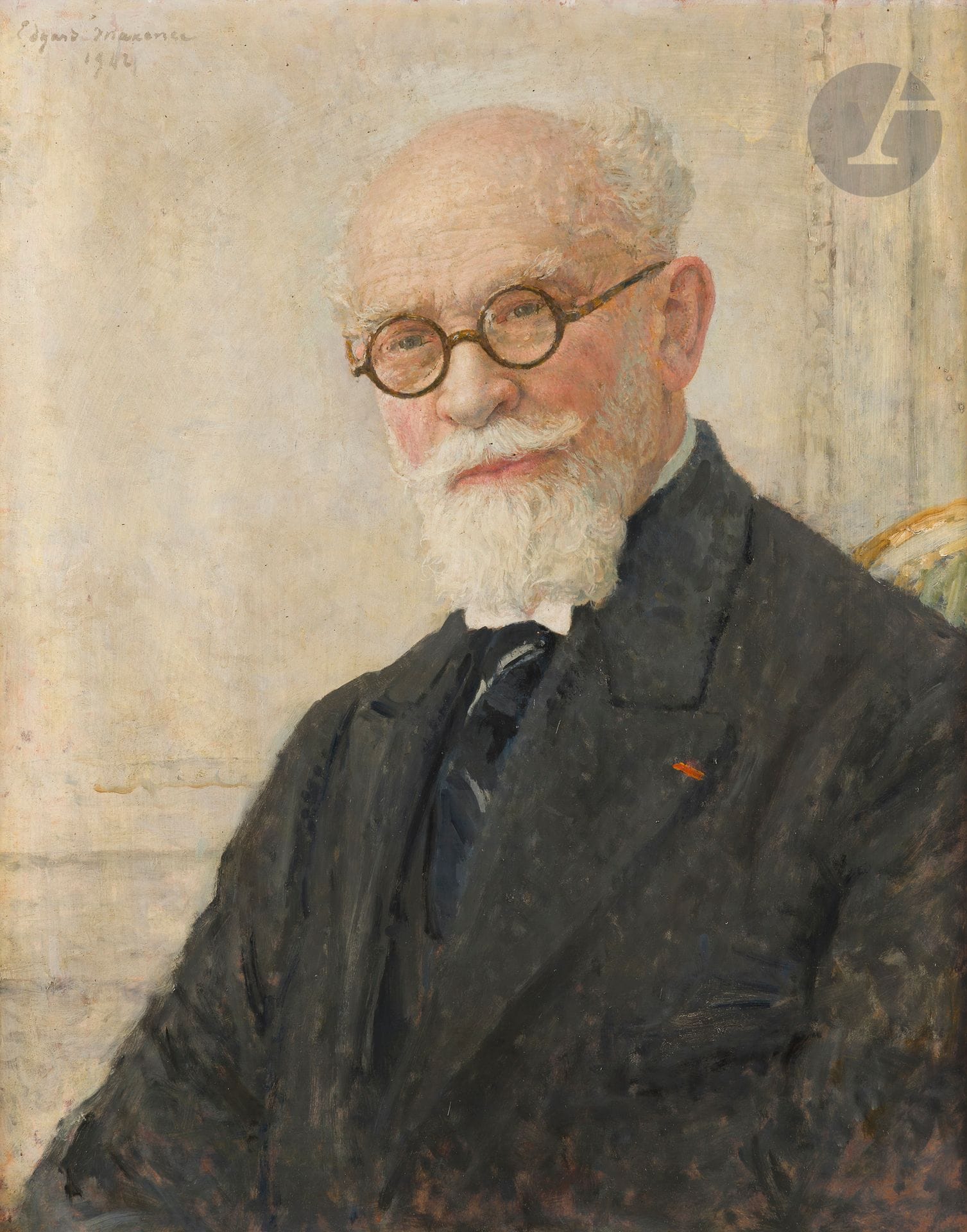 Edgard MAXENCE (1871-1954)
Portrait du Docteur Louis-Antoine Rougier, 1942
Huile sur isorel.
Signée et datée en haut à gauche.
65 x 54 cm