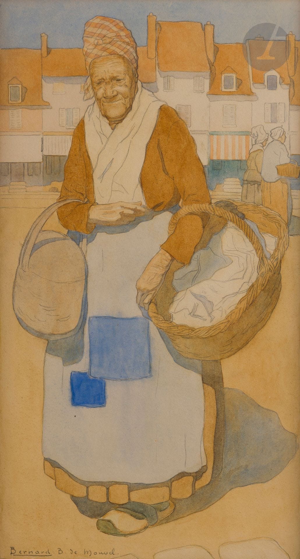 Bernard BOUTET DE MONVEL (1881 - 1949)
Paysanne
Aquarelle sur traits de crayon.
Signée en bas à gauche.
45,5 x 24,5 cm