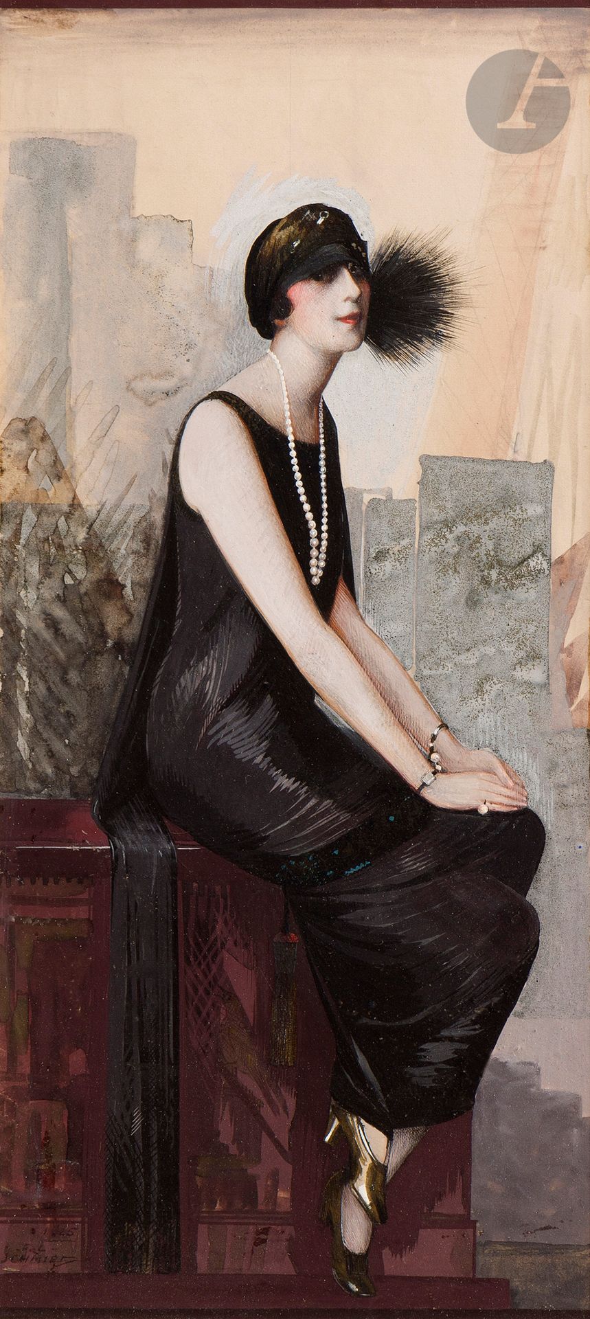 François-Louis SCHMIED (1873 - 1941)
Femme assise au collier de perles, 1925
Gouache sur traits de crayon.
Signée et datée en bas à gauche.
(Petites restaurations).
31,5 x 14,5 cm