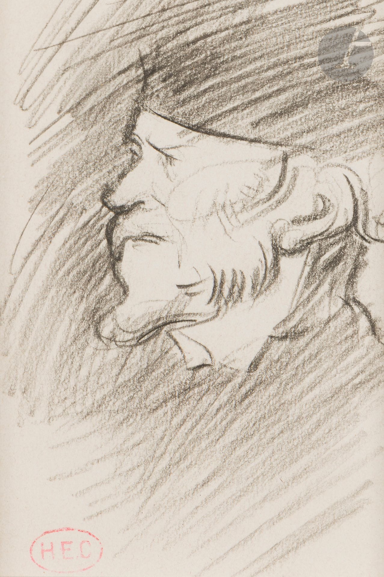 Henri Edmond CROSS (1856 - 1910)
Portrait d’homme de profil
Crayon noir.
Timbré en bas à gauche (Lugt 1305a).
11,5 x 7 cm

Cette œuvre est enregistrée dans les Archives de Patrick Offenstadt.