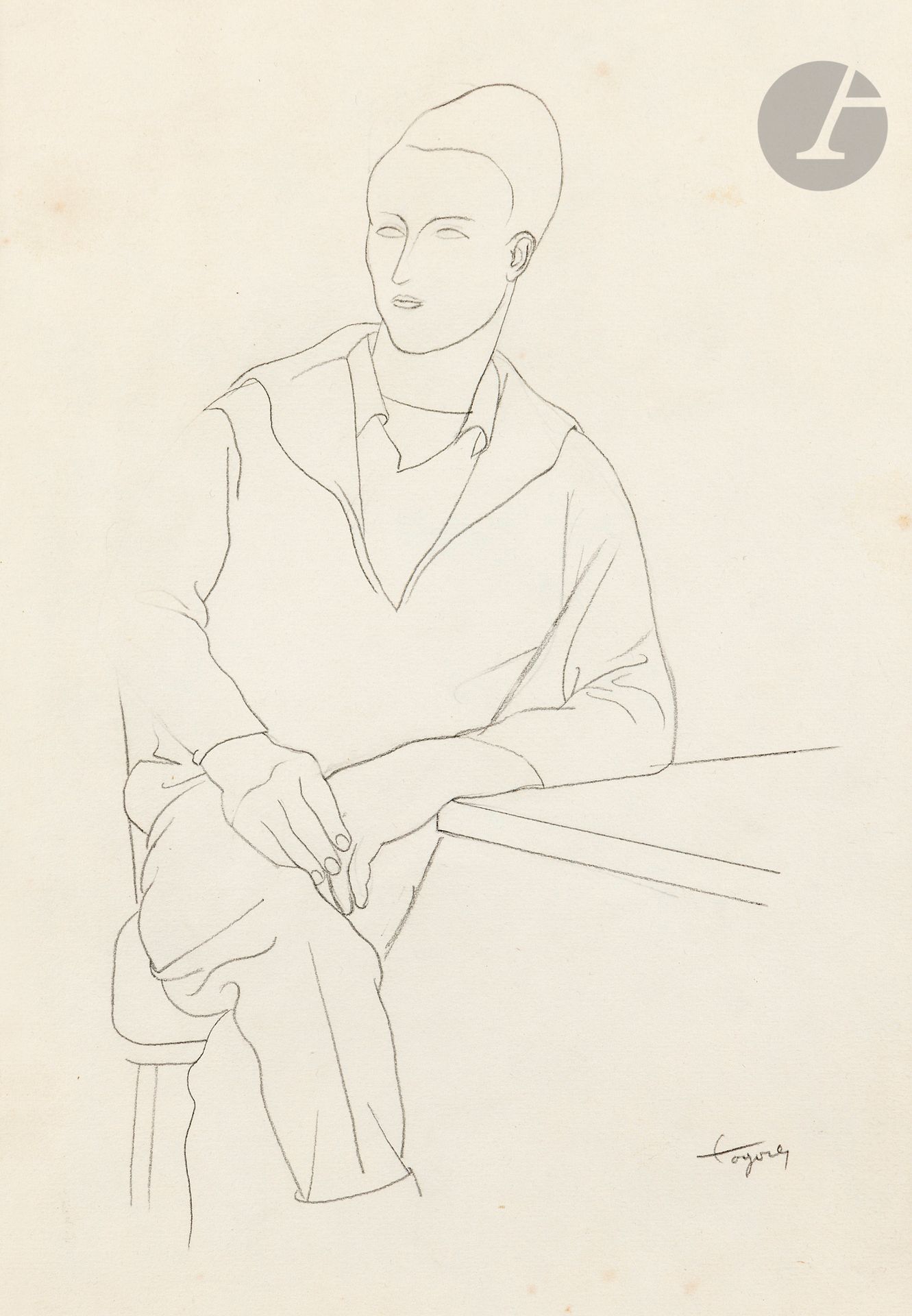 José Maria DE TOGORES (1893 - 1970)
Jeune homme assis, 1923
Mine de plomb.
Signée en bas à droite.
35 x 24 cm

Provenance : 
Galerie Simon, Paris (étiquette au dos sur le montage).