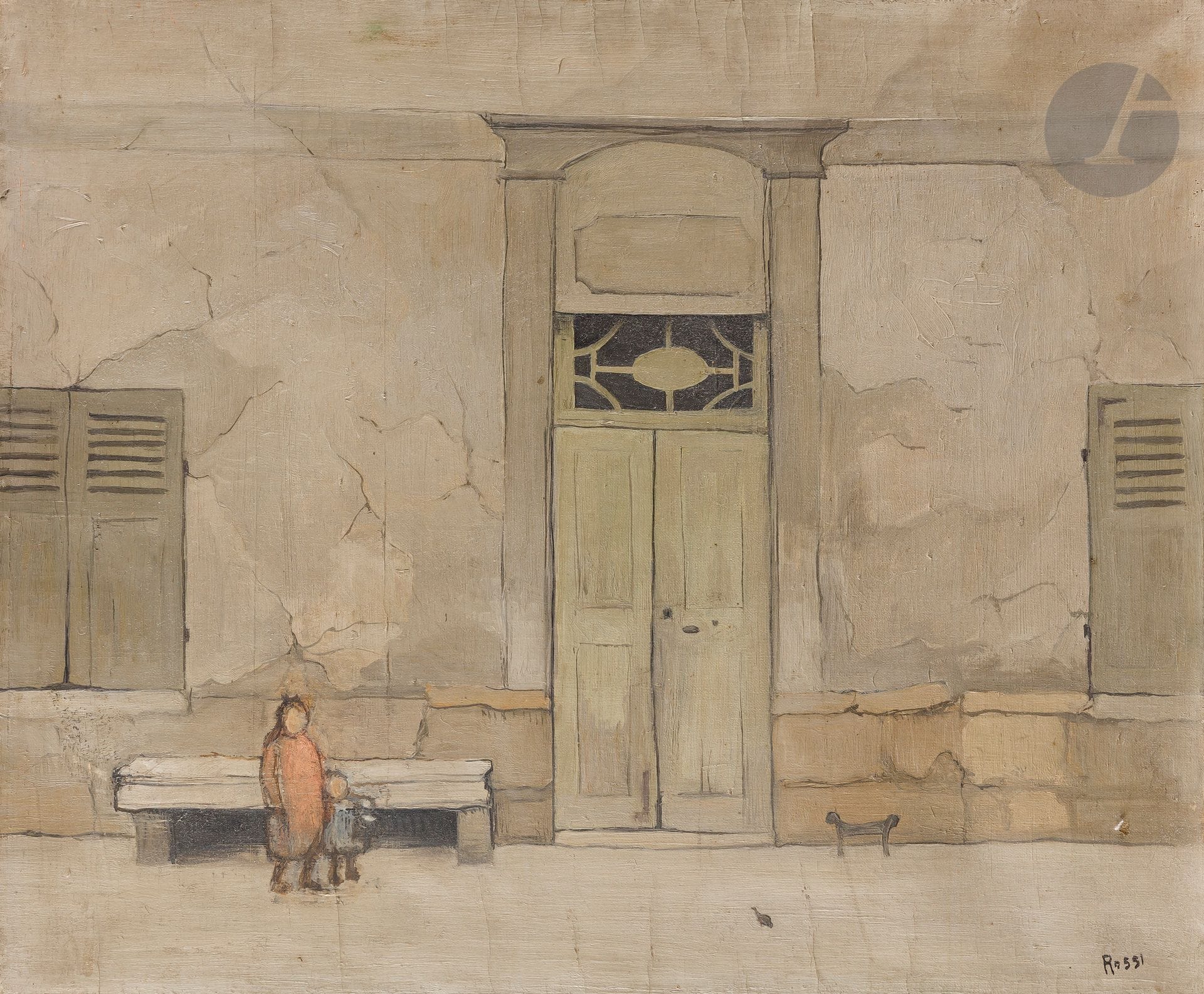 Joseph ROSSI (1892-1930)
Les Enfants au village
Huile sur toile.
Signée en bas à droite. 
Titrée au dos.
46 x 55 cm