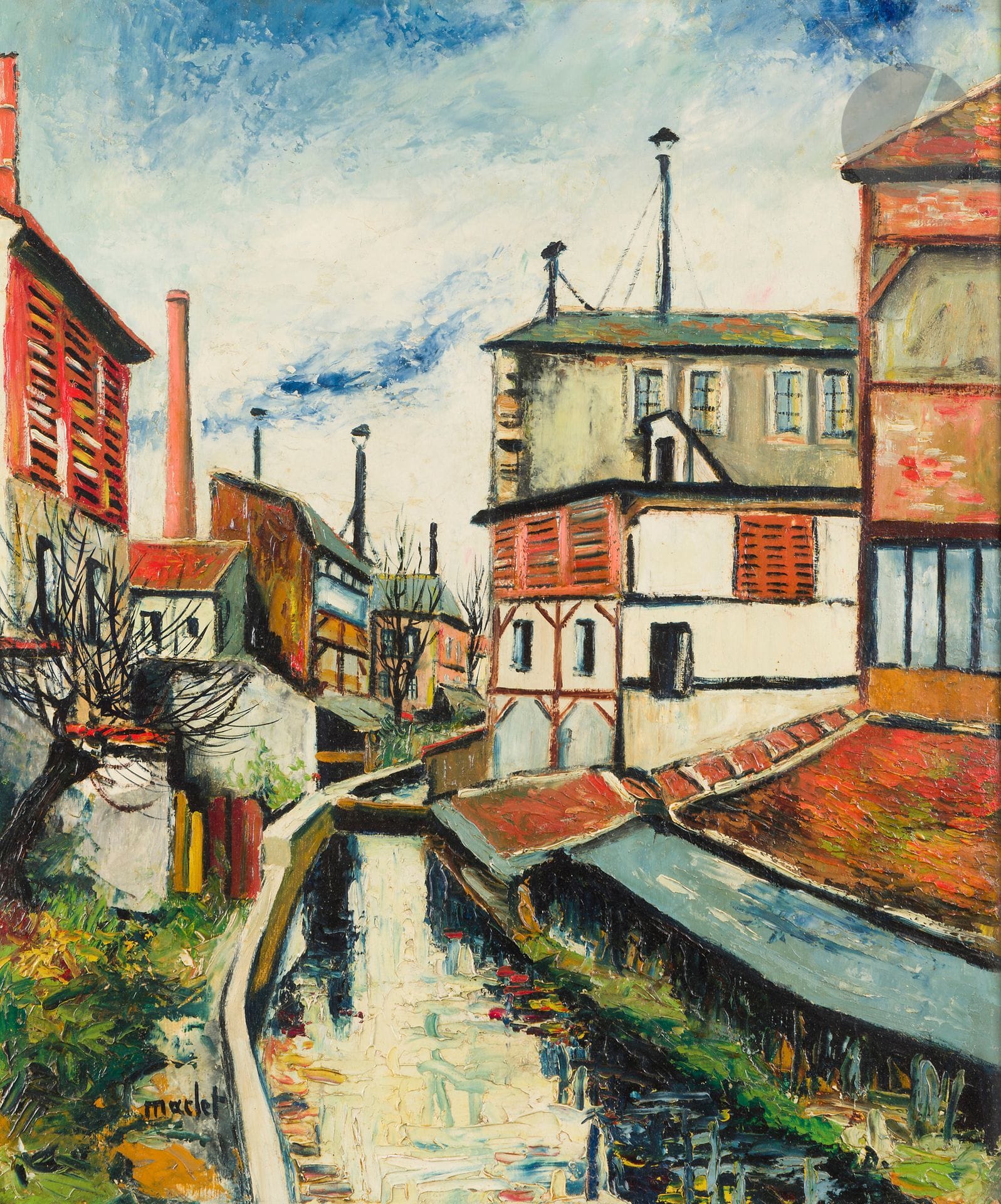 Elisée MACLET (1881-1962)
La Bièvre à Paris
Huile sur carton.
Signée en bas à gauche.
55 x 46 cm